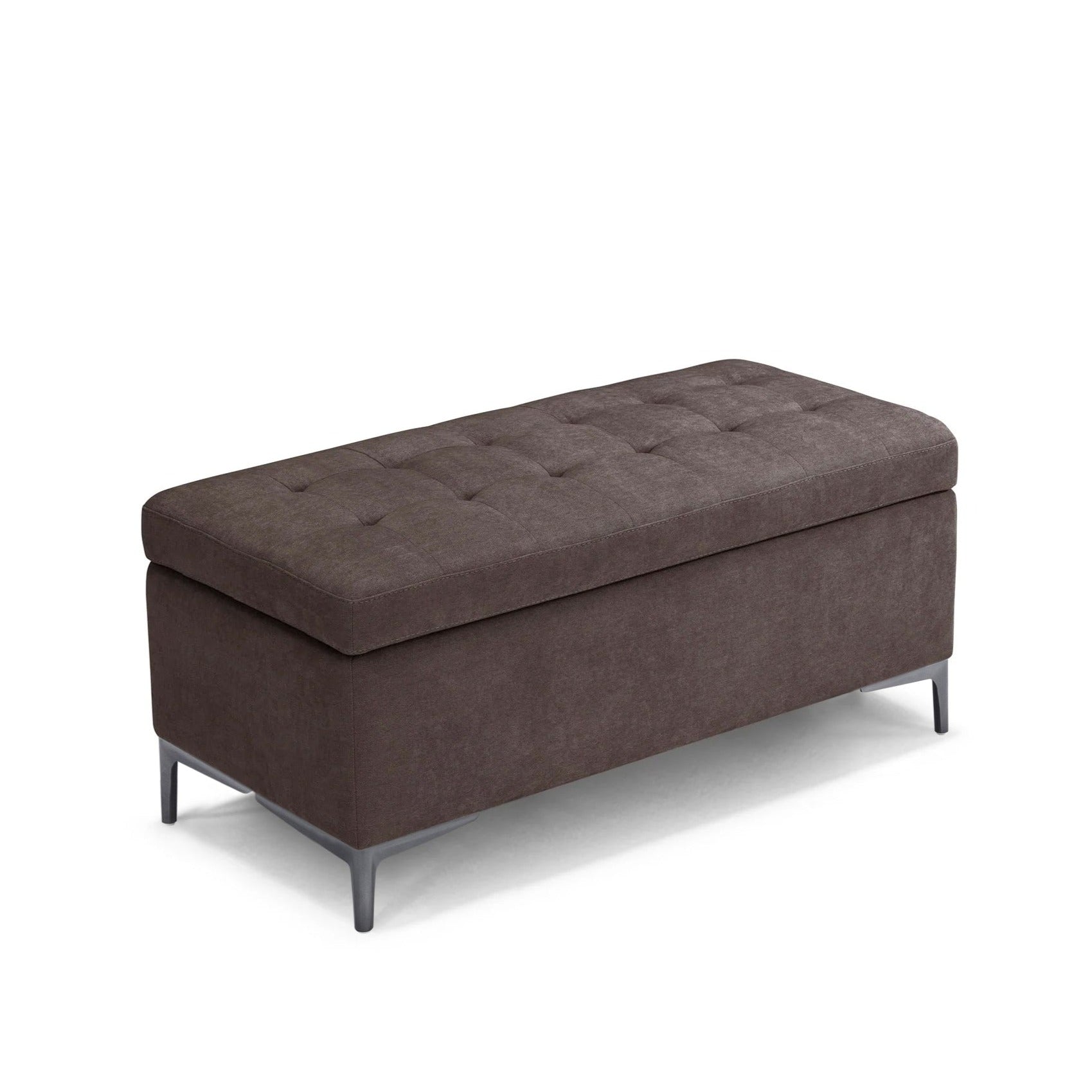 Banc CORBARA 110x50 cm rangement Made in Italy matelassé en tissu chenille marron