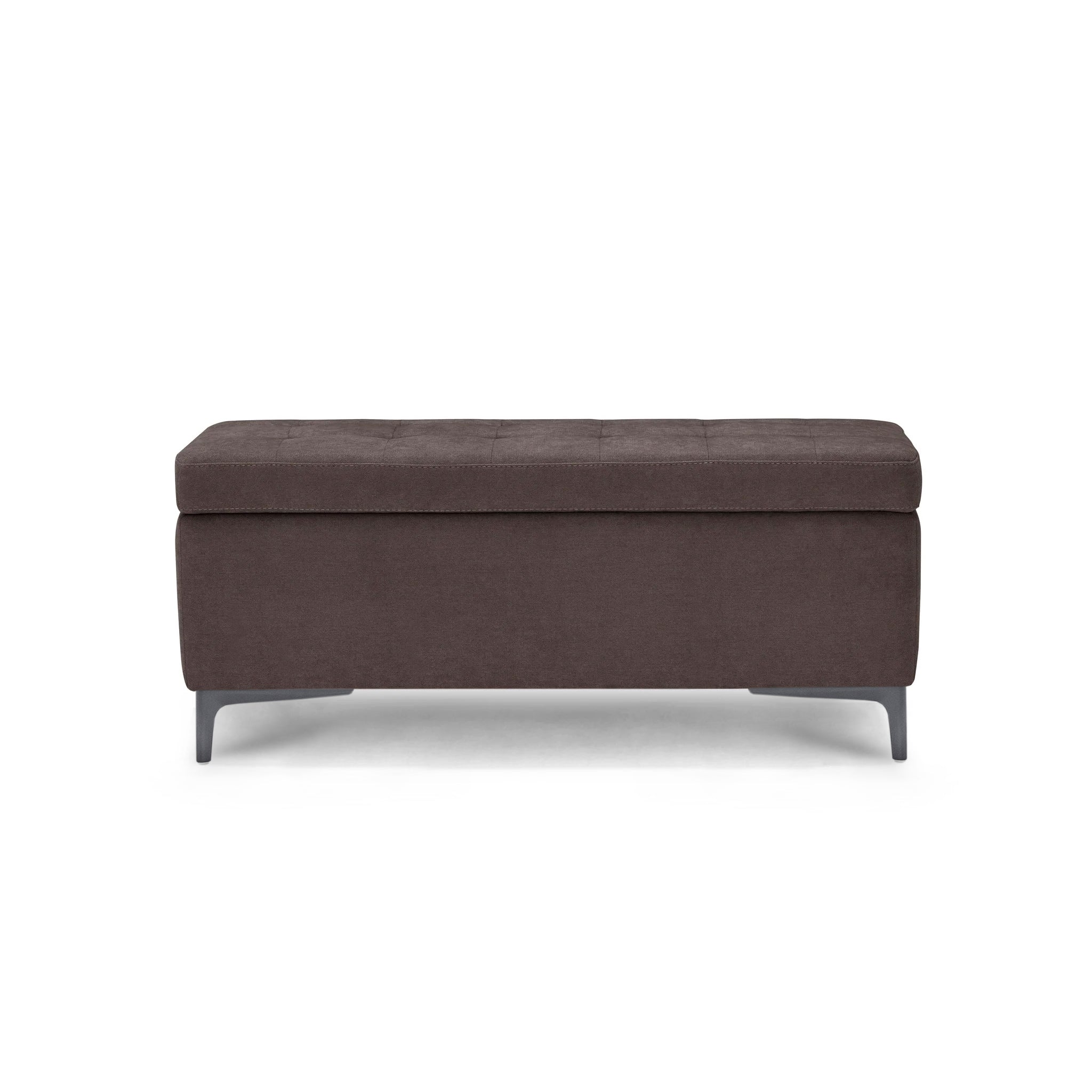 Banc CORBARA 110x50 cm rangement Made in Italy matelassé en tissu chenille marron