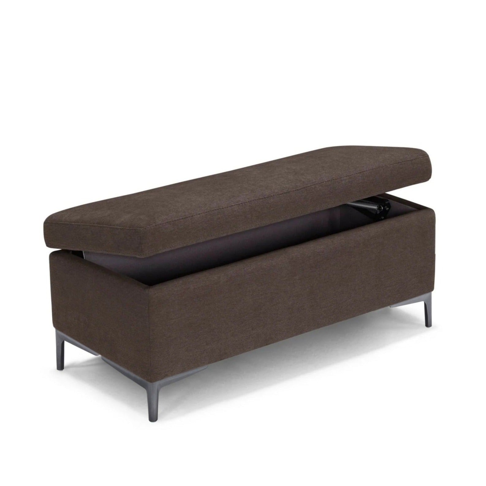 Banc AVIGLIANA 110x50 cm rangement Made in Italy en tissu chenille marron