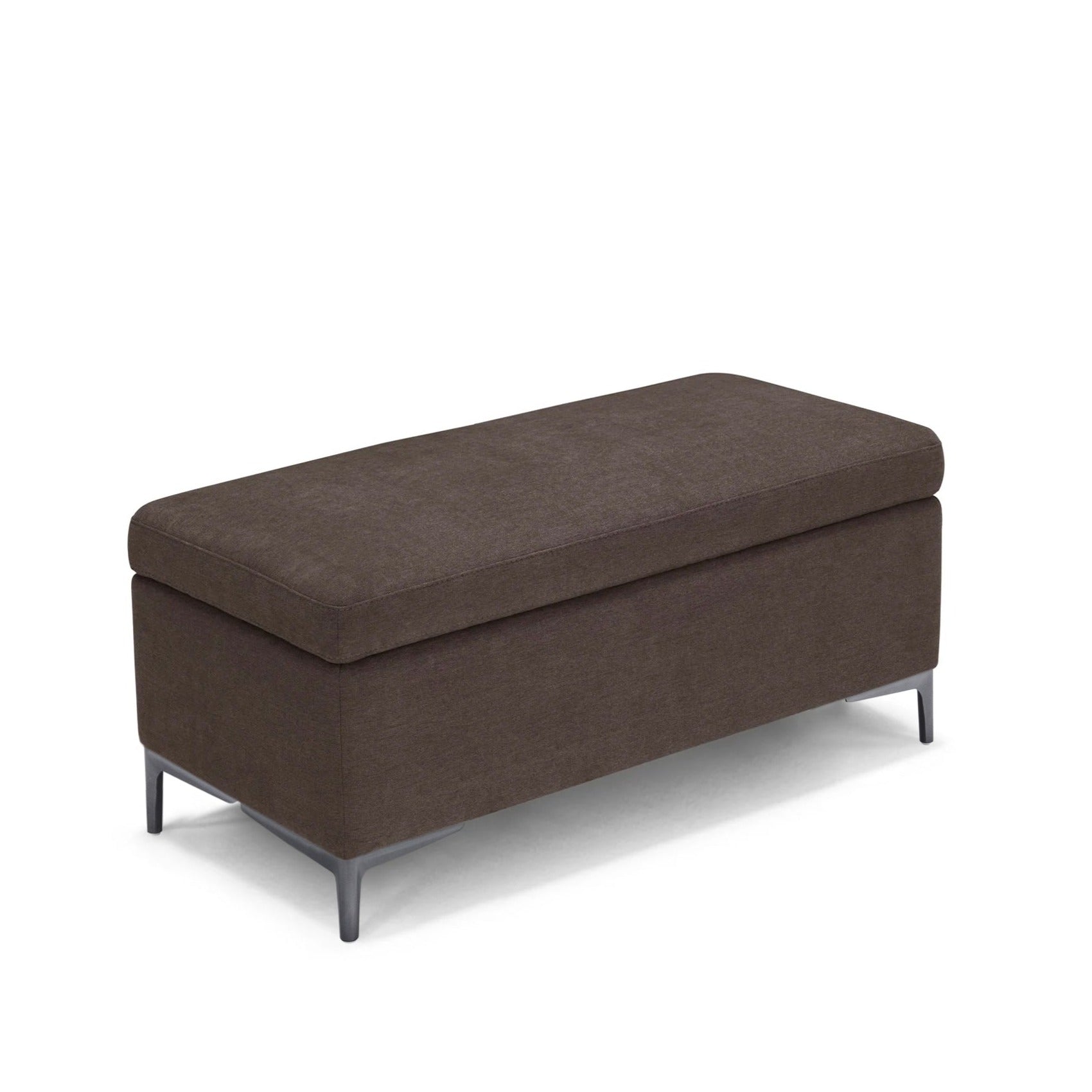 Banc AVIGLIANA 110x50 cm rangement Made in Italy en tissu chenille marron