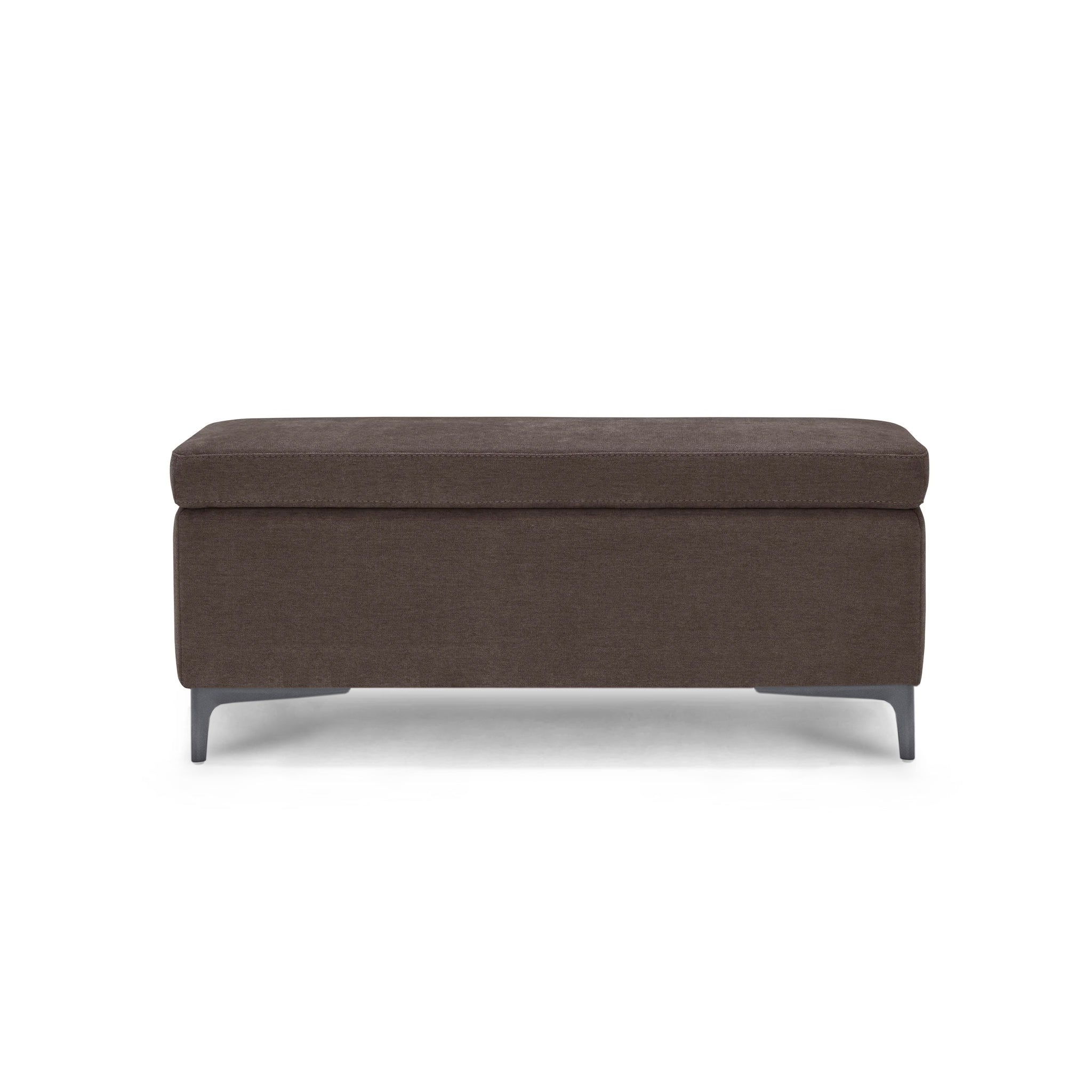 Banc AVIGLIANA 110x50 cm rangement Made in Italy en tissu chenille marron