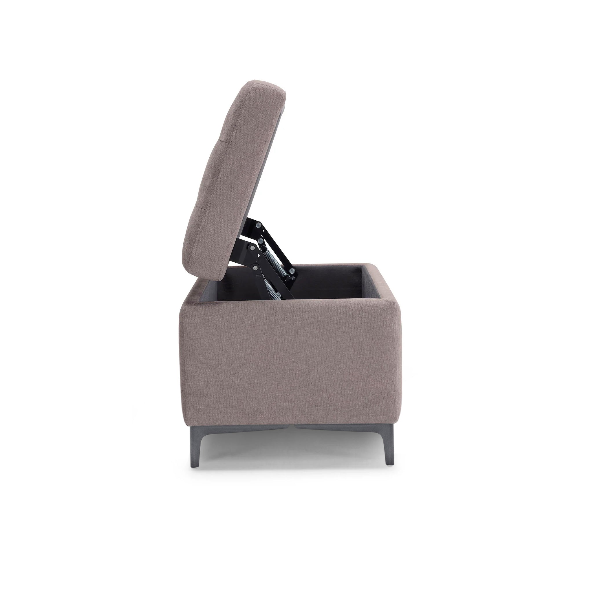 Banc CORBARA 110x50 cm rangement Made in Italy matelassé en tissu chenille gris tourterelle