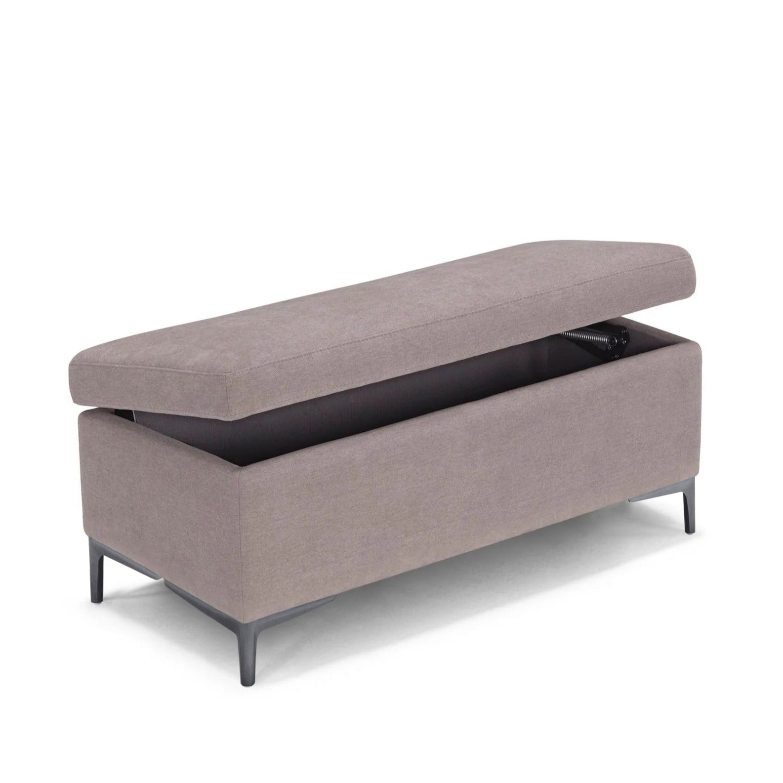 Banc AVIGLIANA 110x50 cm rangement Made in Italy en tissu chenille gris tourterelle