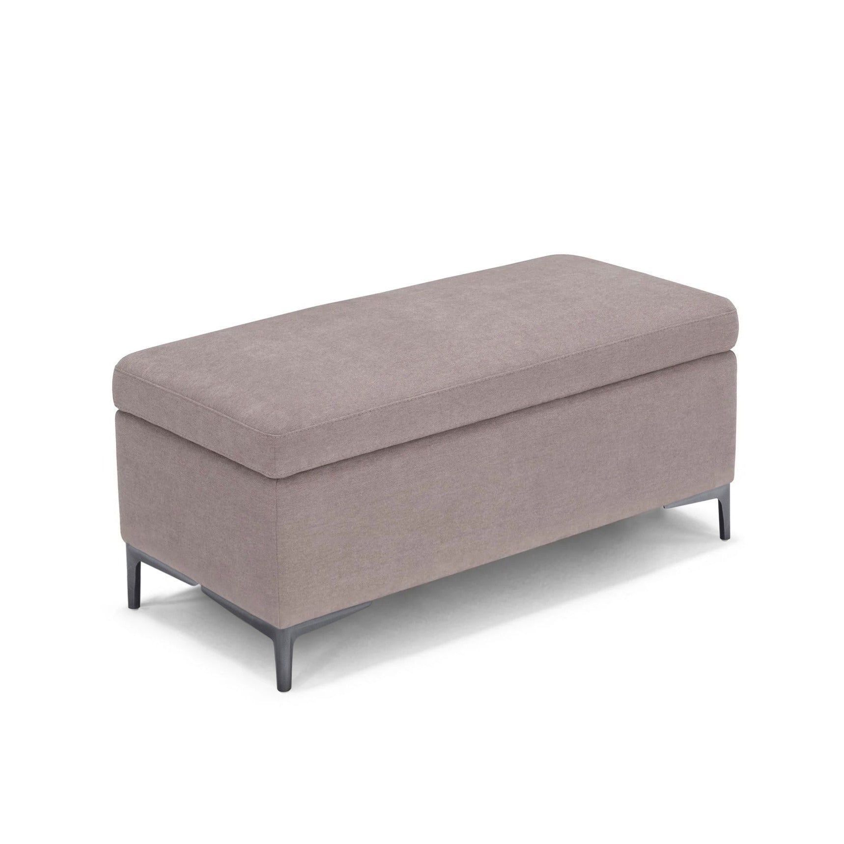 Banc AVIGLIANA 110x50 cm rangement Made in Italy en tissu chenille gris tourterelle