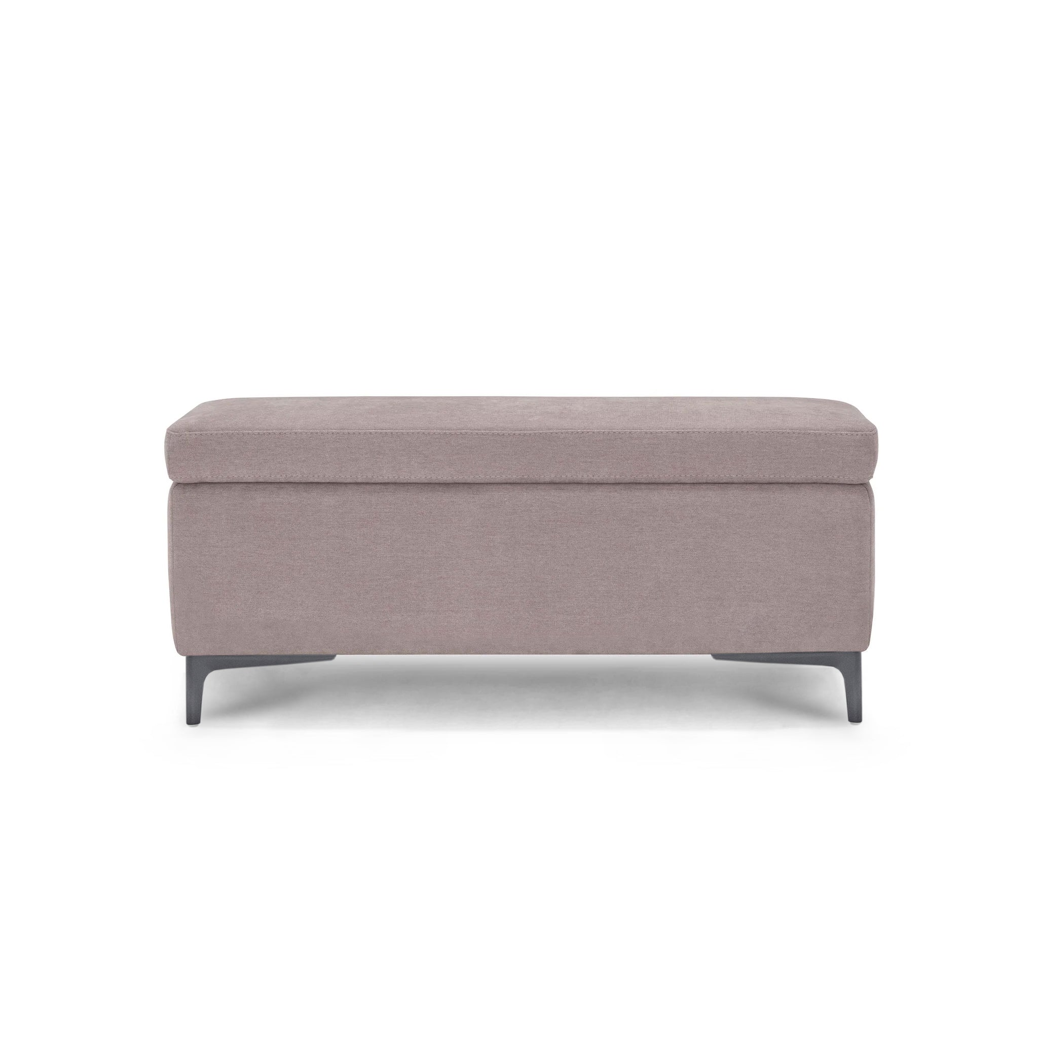 Banc AVIGLIANA 110x50 cm rangement Made in Italy en tissu chenille gris tourterelle