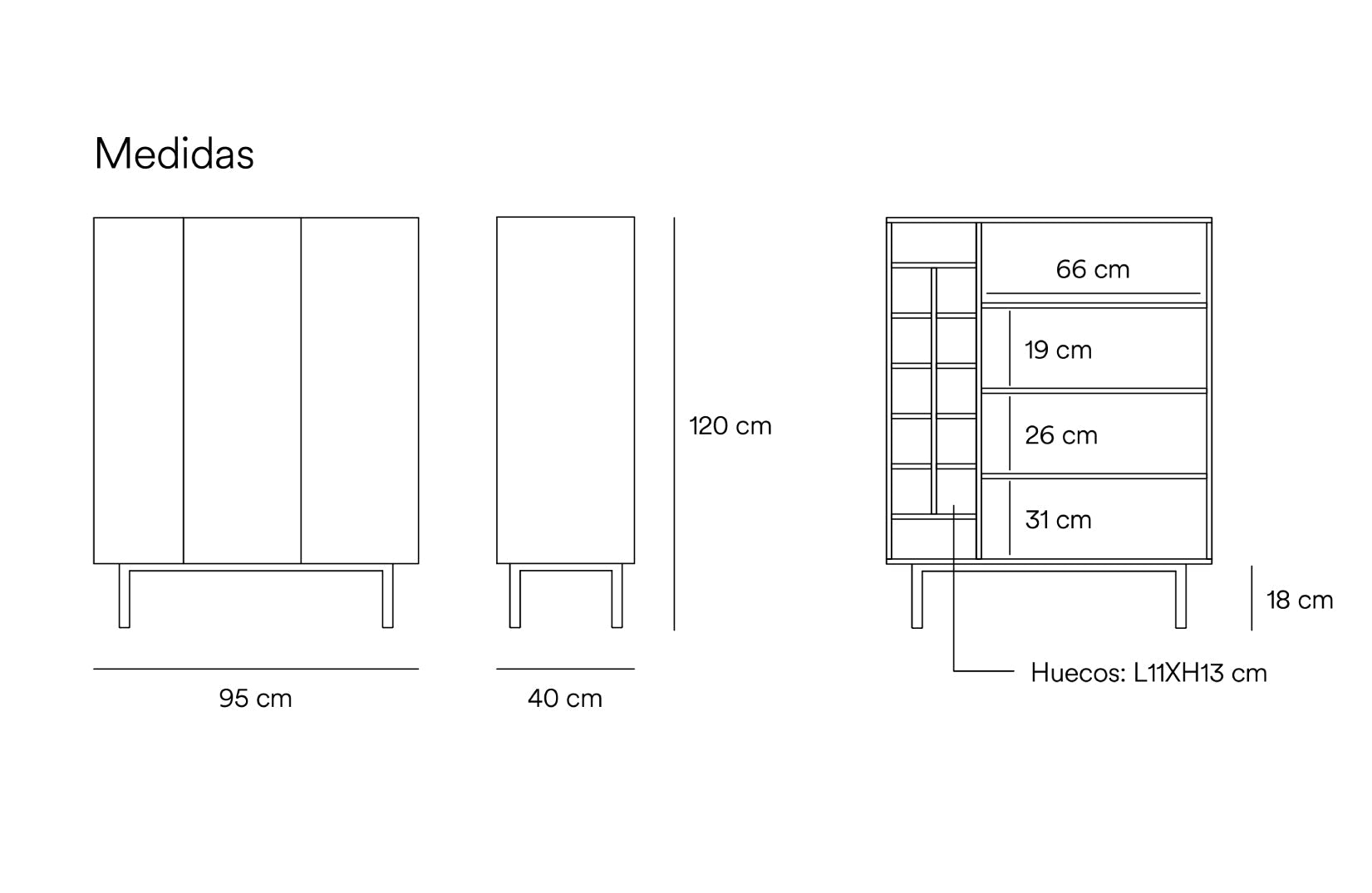 Buffet 3 portes 95x120 cm Arista de Teulat blanc