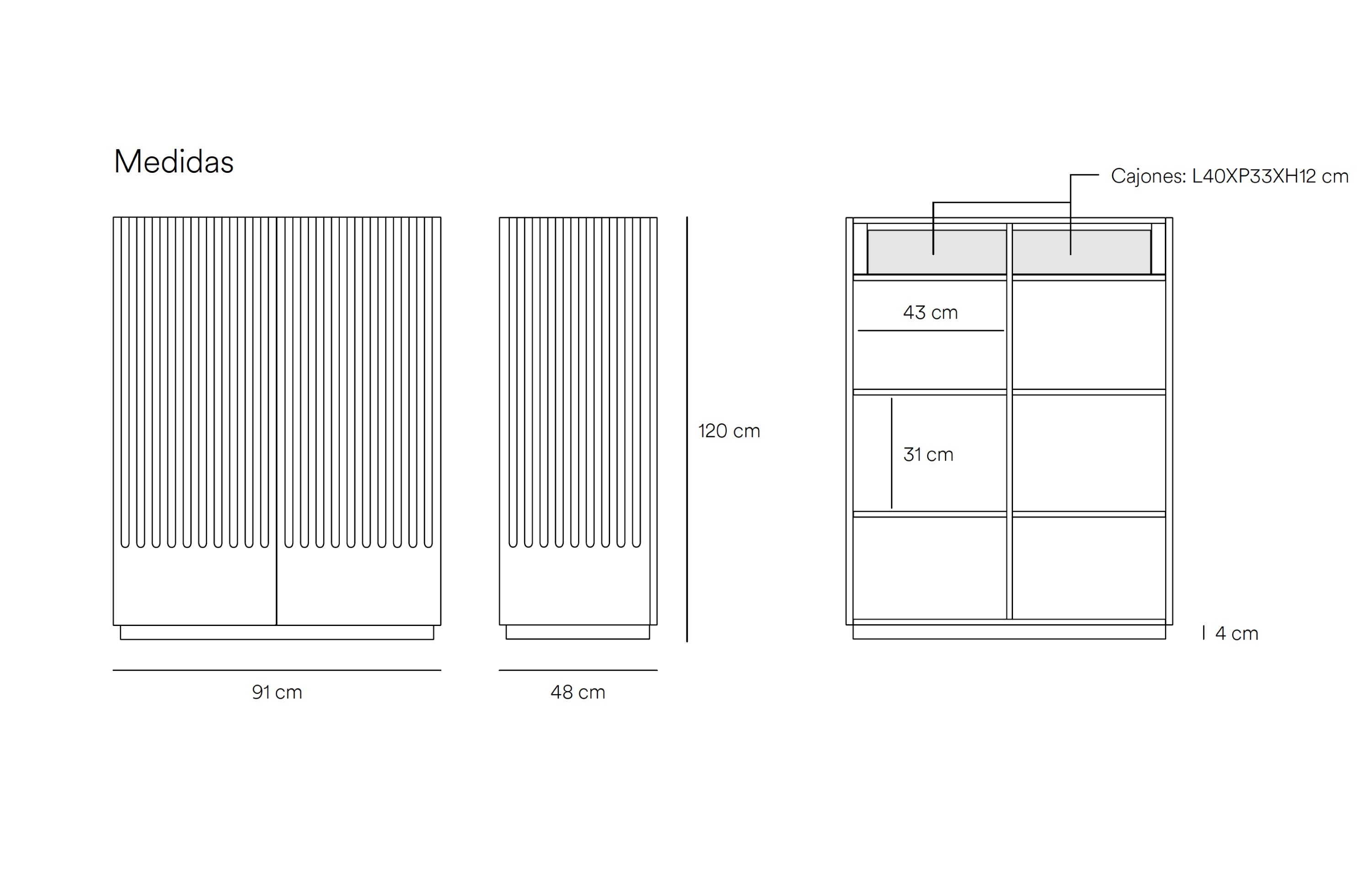 Buffet 2 portes 91x120 cm Doric de Teulat blanc