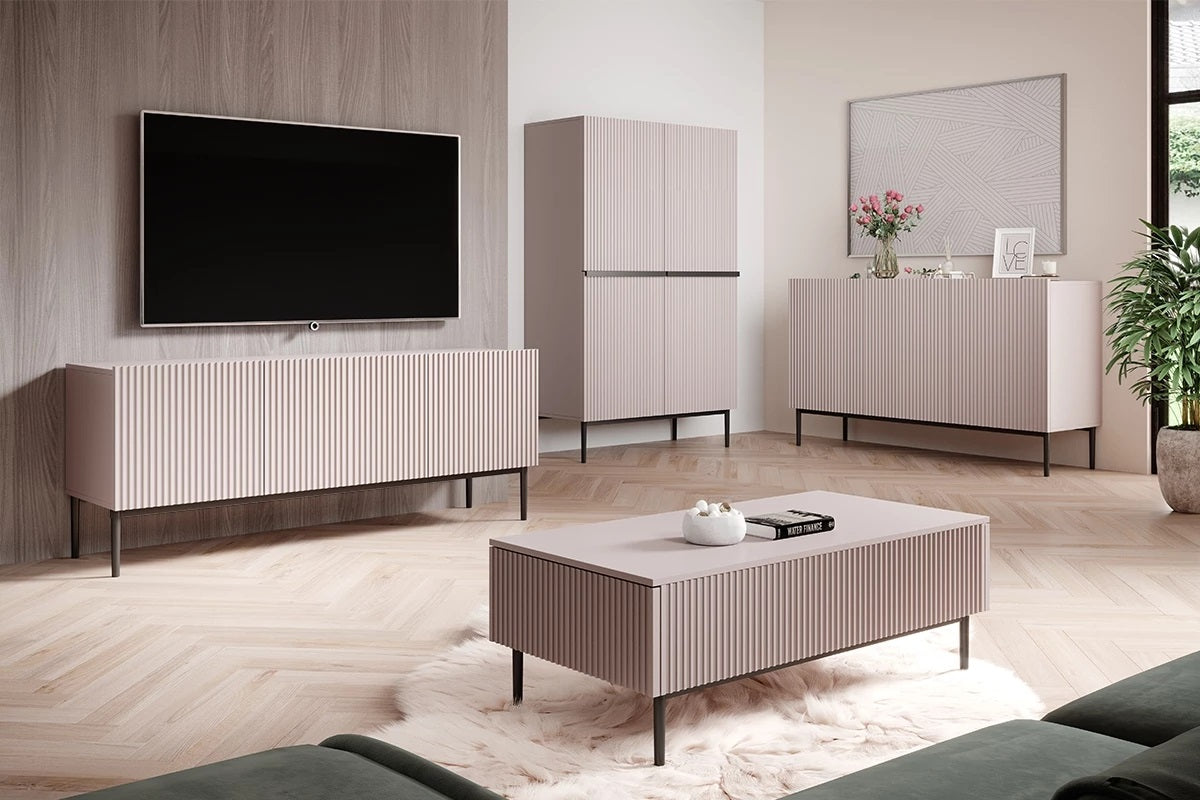 Buffet 2 portes 100 x 160 cm Nicole avec pied en métal noir