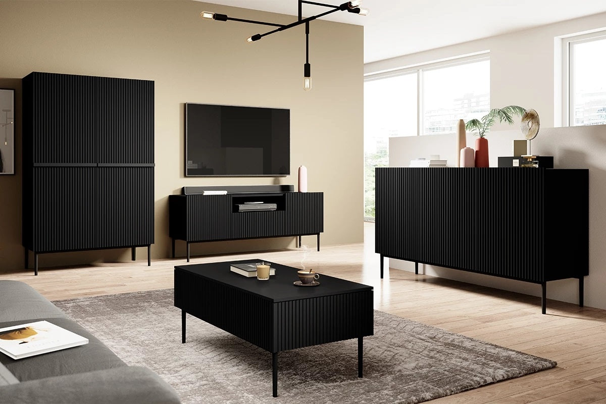 Buffet 2 portes 100 x 160 cm Nicole avec pied en métal noir