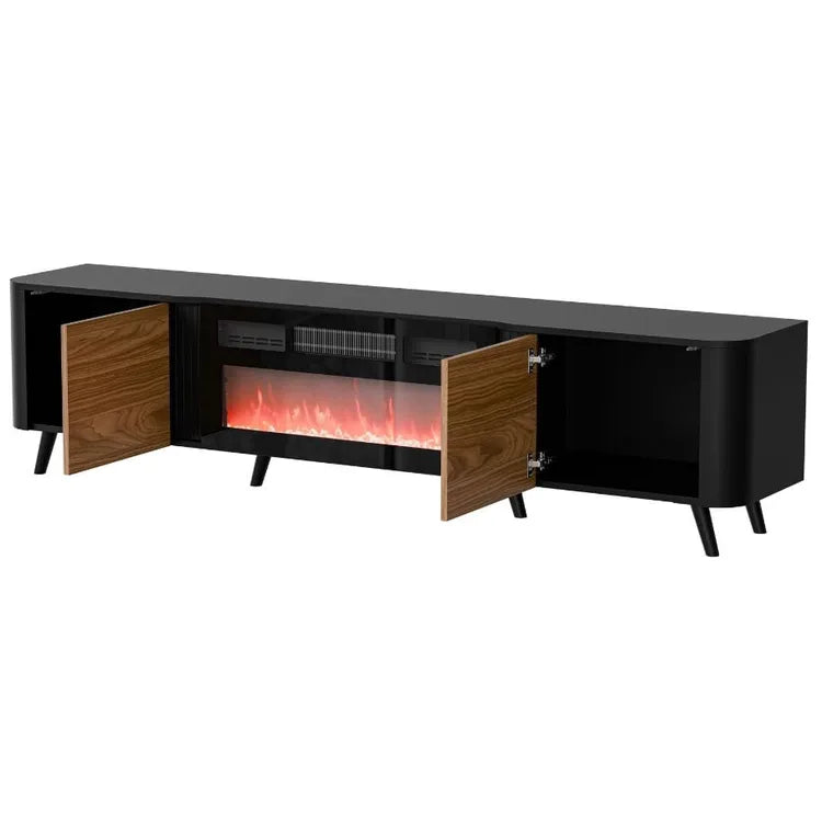 Meuble TV 2 portes avec cheminée intégrée Harmonie 200x49 cm