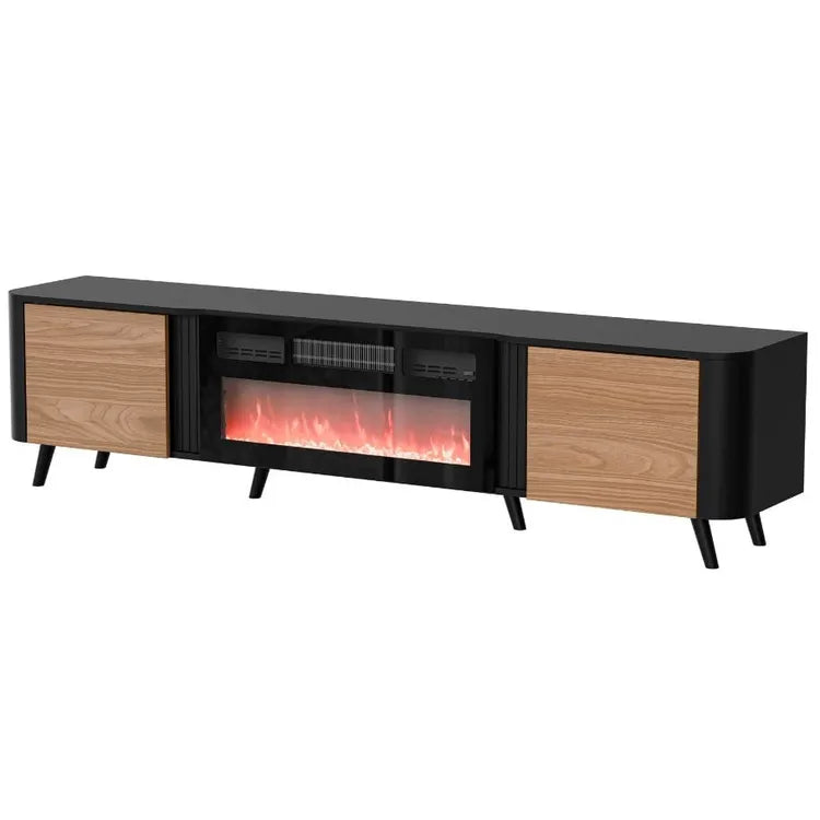 Meuble TV 2 portes avec cheminée intégrée Harmonie 200x49 cm