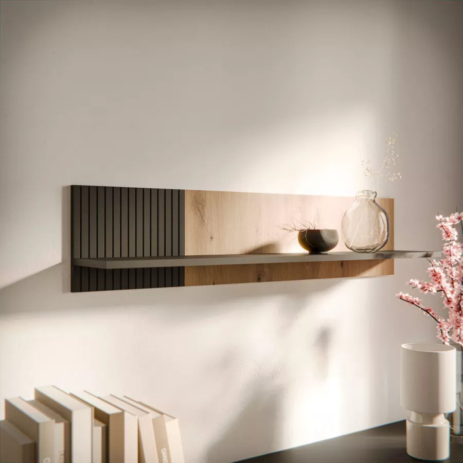 Étagère noir mat/chêne Écrin 110x25 cm