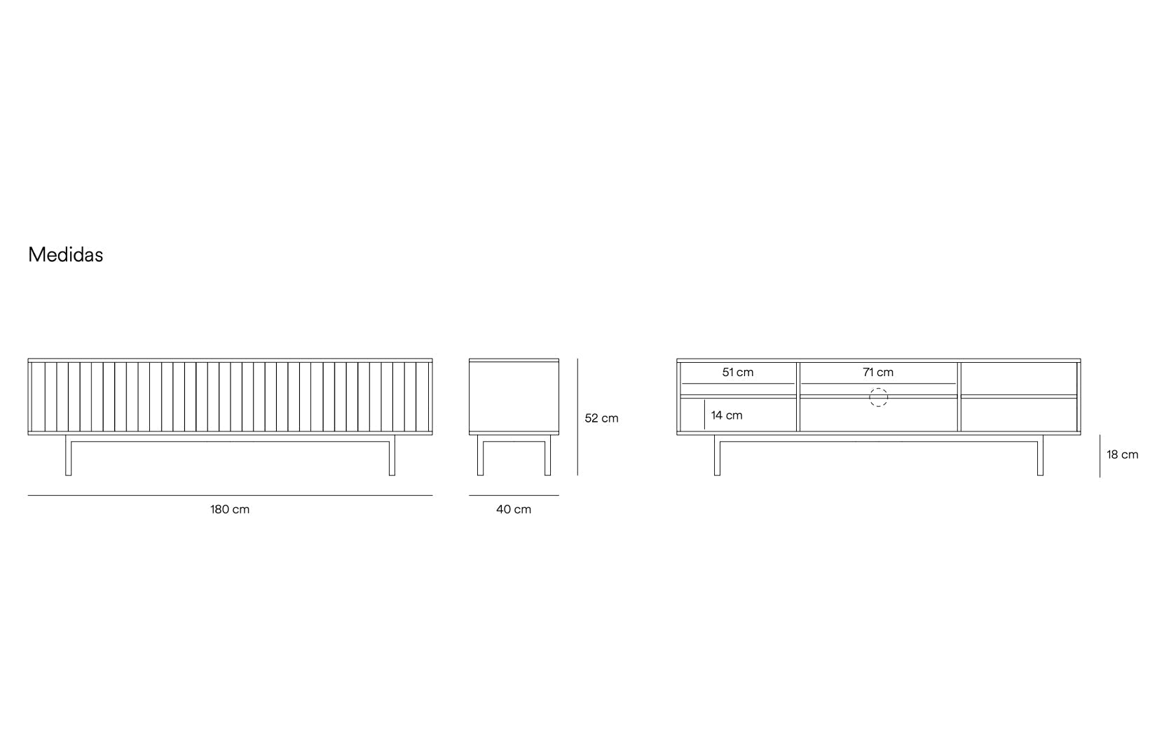 Meuble TV 2 portes à abattant 180x40 cm Sierra de Teulat blanc