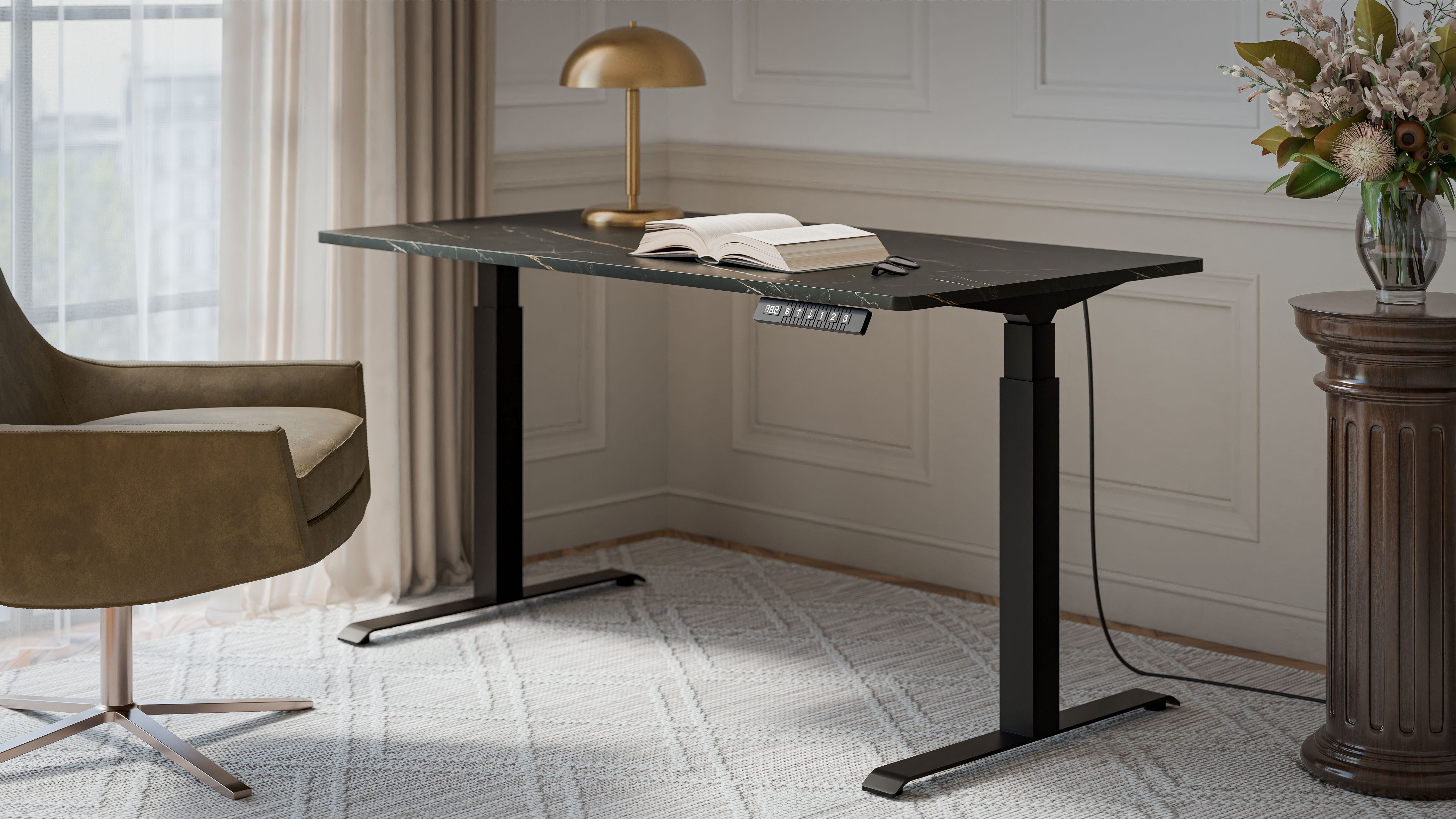 Bureau réglable avec pied en métal Cocoon