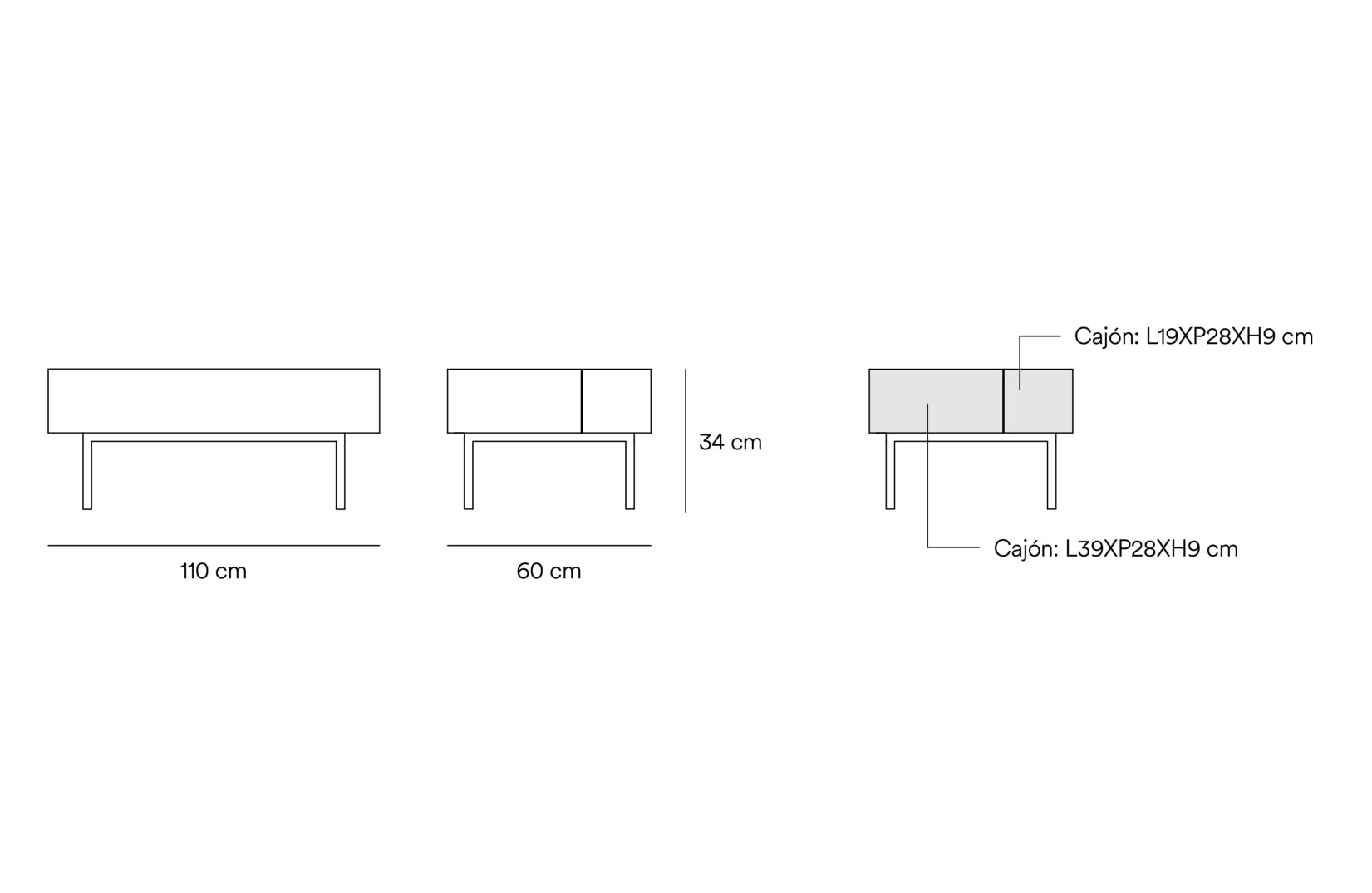 Table basse de salon rectangulaire 110x60 cm Arista de Teulat blanche
