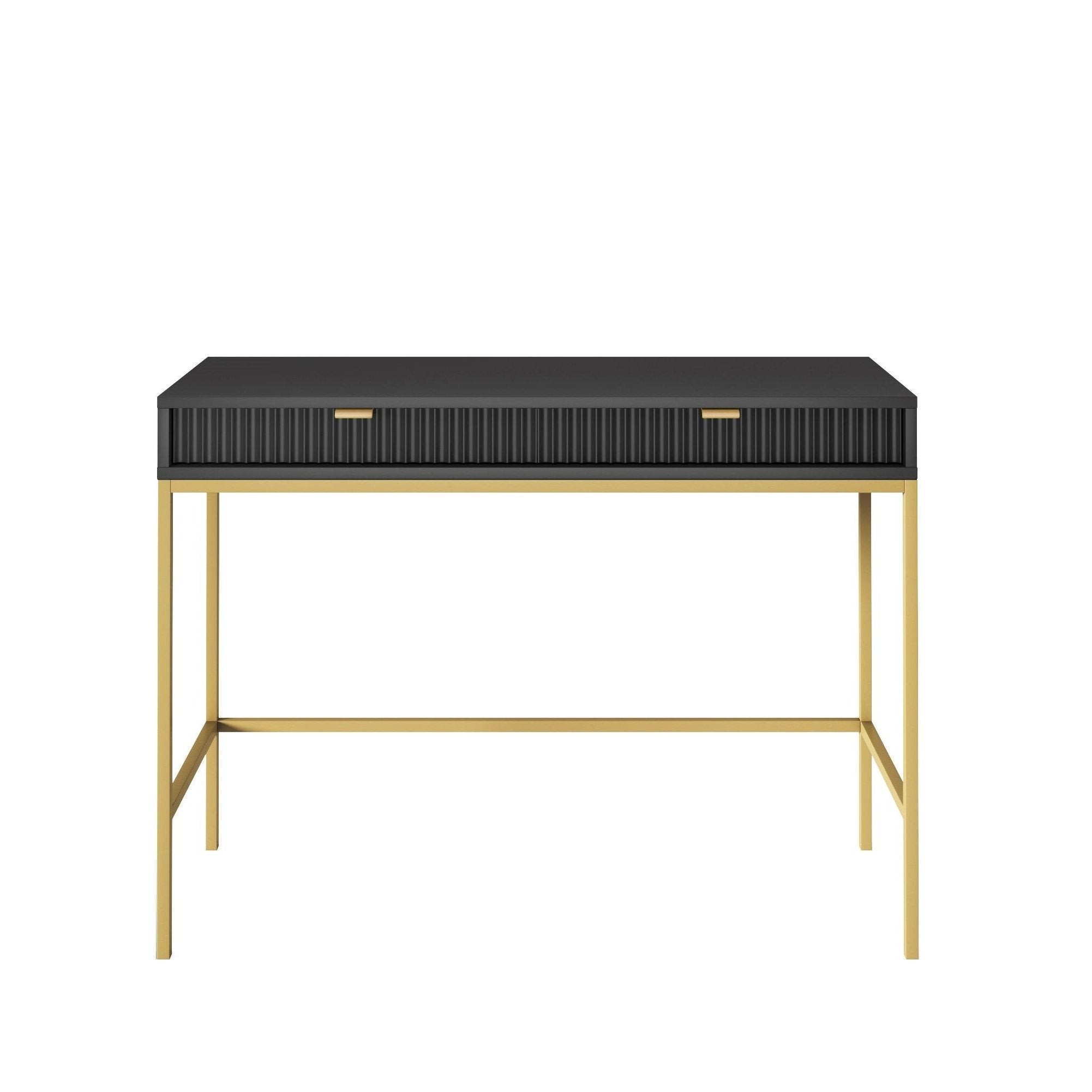 Console avec pieds en métal 2 tiroirs en bois laminé Miseno 104x78 cm