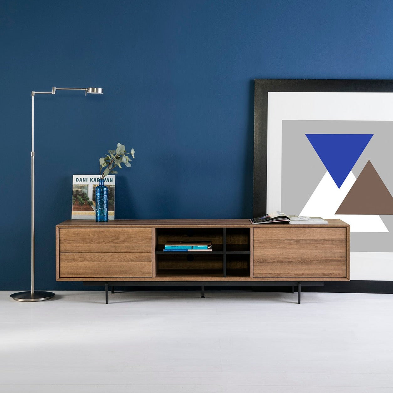 Meuble TV 180x40cm Santerno chêne foncé