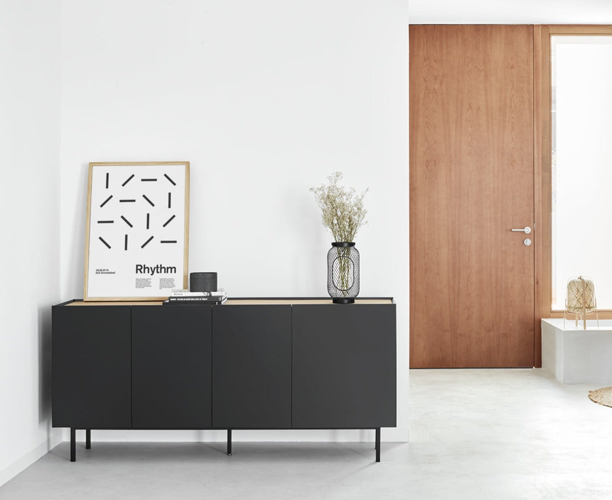 Buffet 4 portes 165x40 cm Arista de Teulat noir