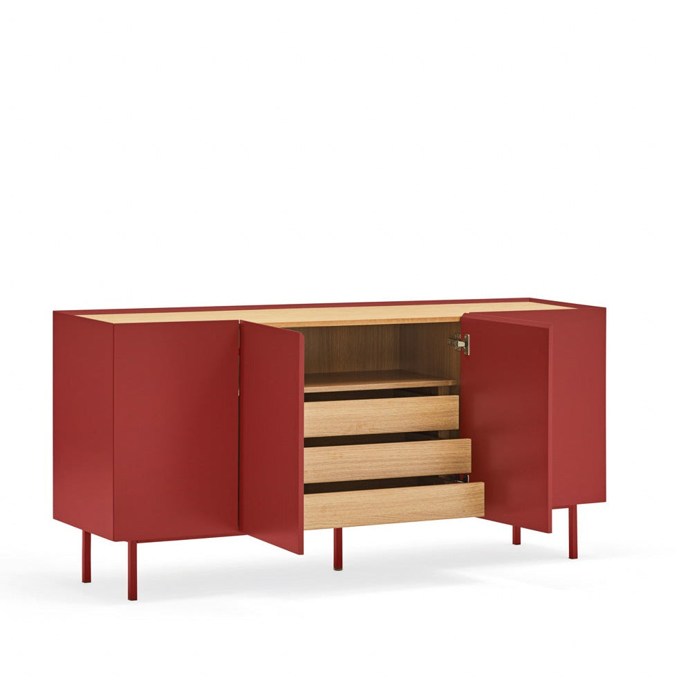 Buffet 4 portes 165x40 cm Arista de Teulat rouge