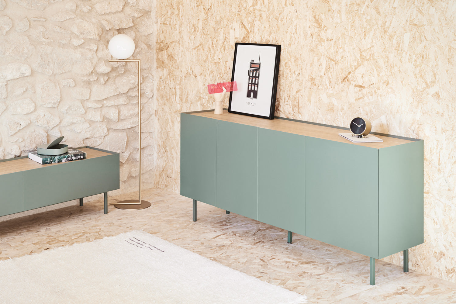 Buffet 4 portes 165x40 cm Arista de Teulat vert