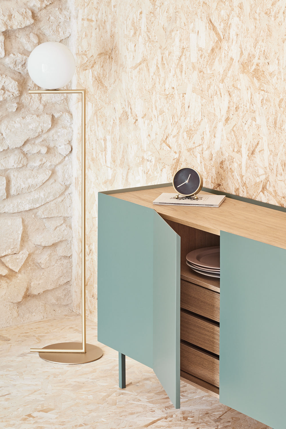 Buffet 4 portes 165x40 cm Arista de Teulat vert