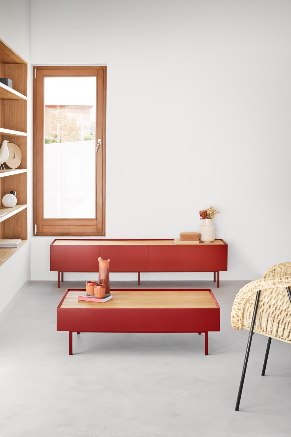Meuble TV 180x40 cm Arista de Teulat rouge