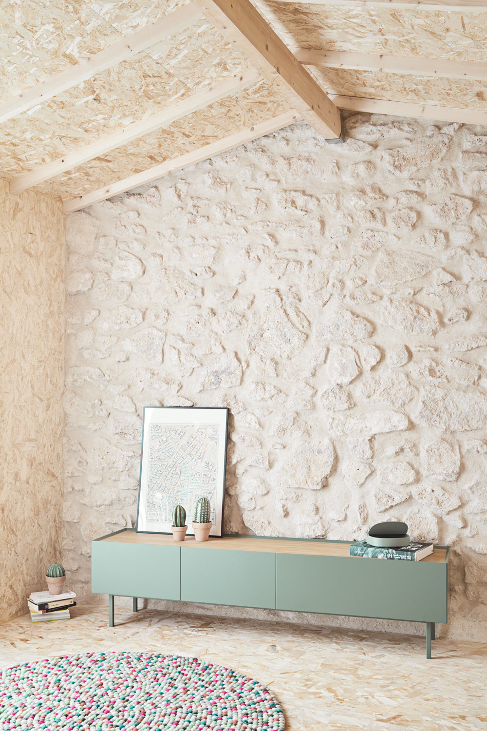 Meuble TV 180x40 cm Arista de Teulat vert