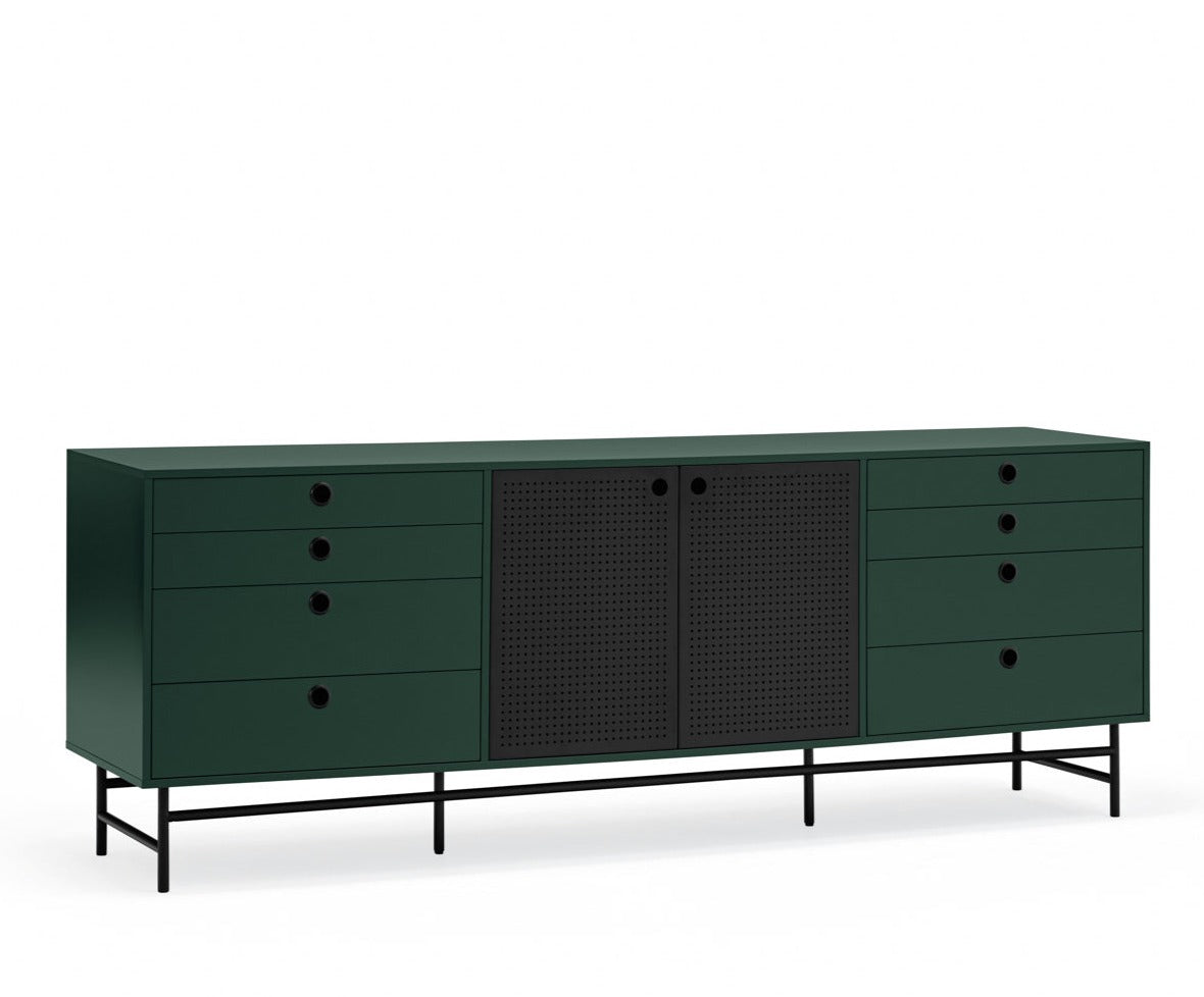 Buffet 8 tiroirs 2 portes 212x47 cm Punto de Teulat vert