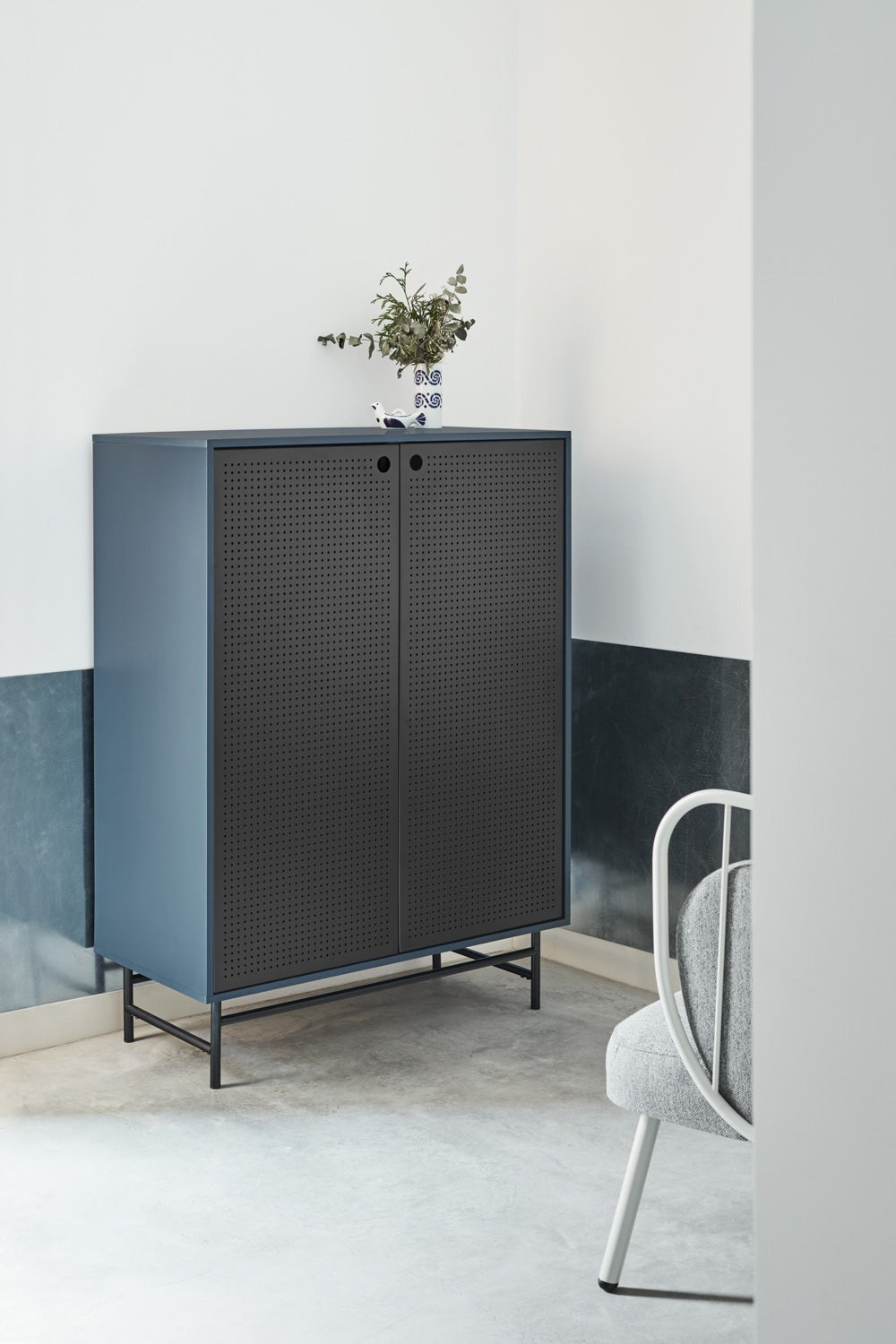 Buffet 2 portes  93x130 cm Punto de Teulat bleue