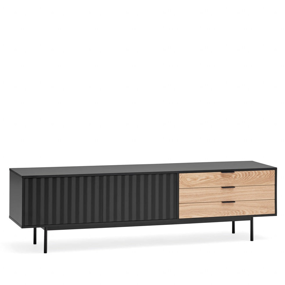 Meuble TV 180x40 cm Sierra de Teulat noir et chêne clair