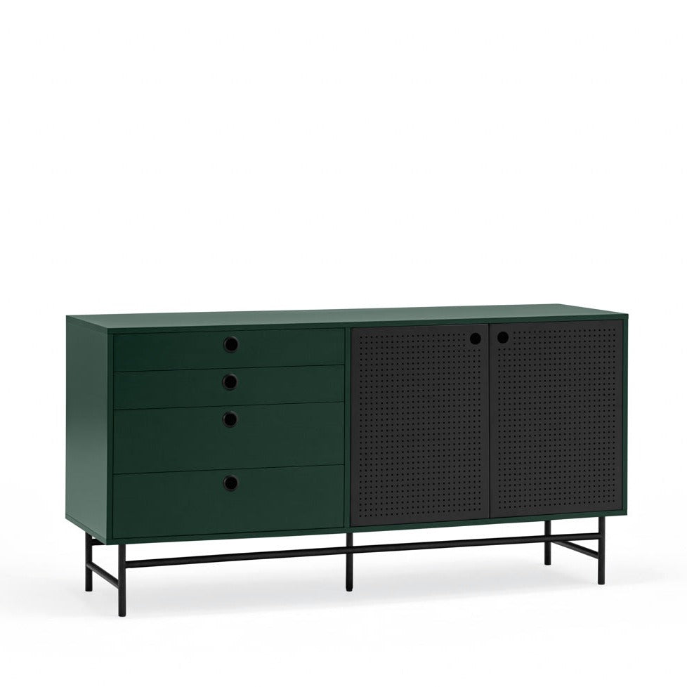 Buffet 4 tiroirs 2 portes 150x47 cm Punto de Teulat vert