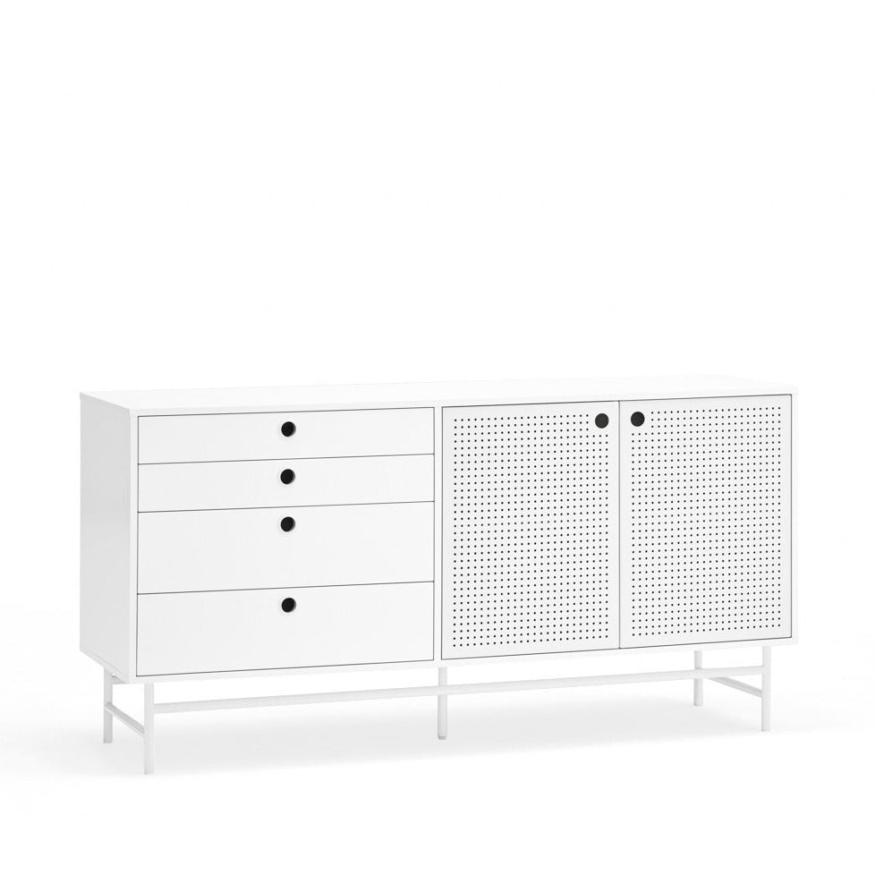 Buffet 4 tiroirs 2 portes 150x47 cm Punto de Teulat blanc