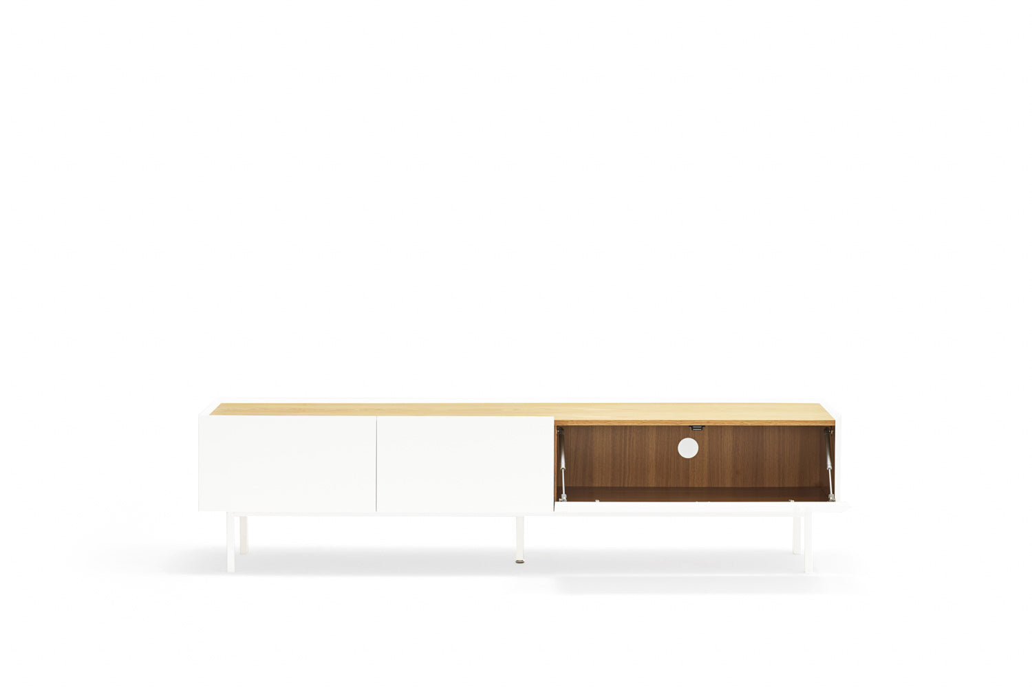 Meuble TV 2 tiroirs à abbattant 180x40 cm Arista de Teulat blanc