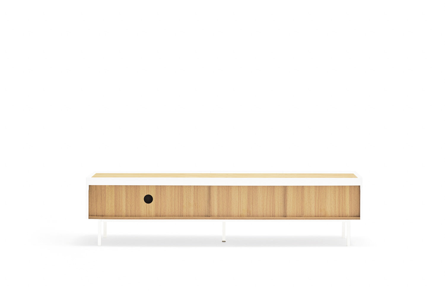 Meuble TV 2 tiroirs à abbattant 180x40 cm Arista de Teulat blanc