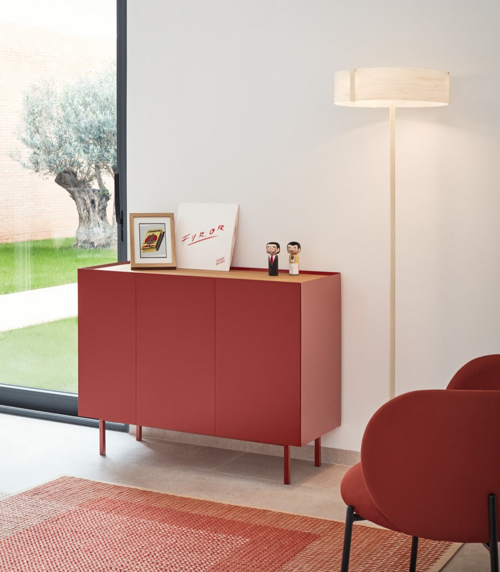 Buffet 3 portes 110x40 cm Arista de Teulat rouge