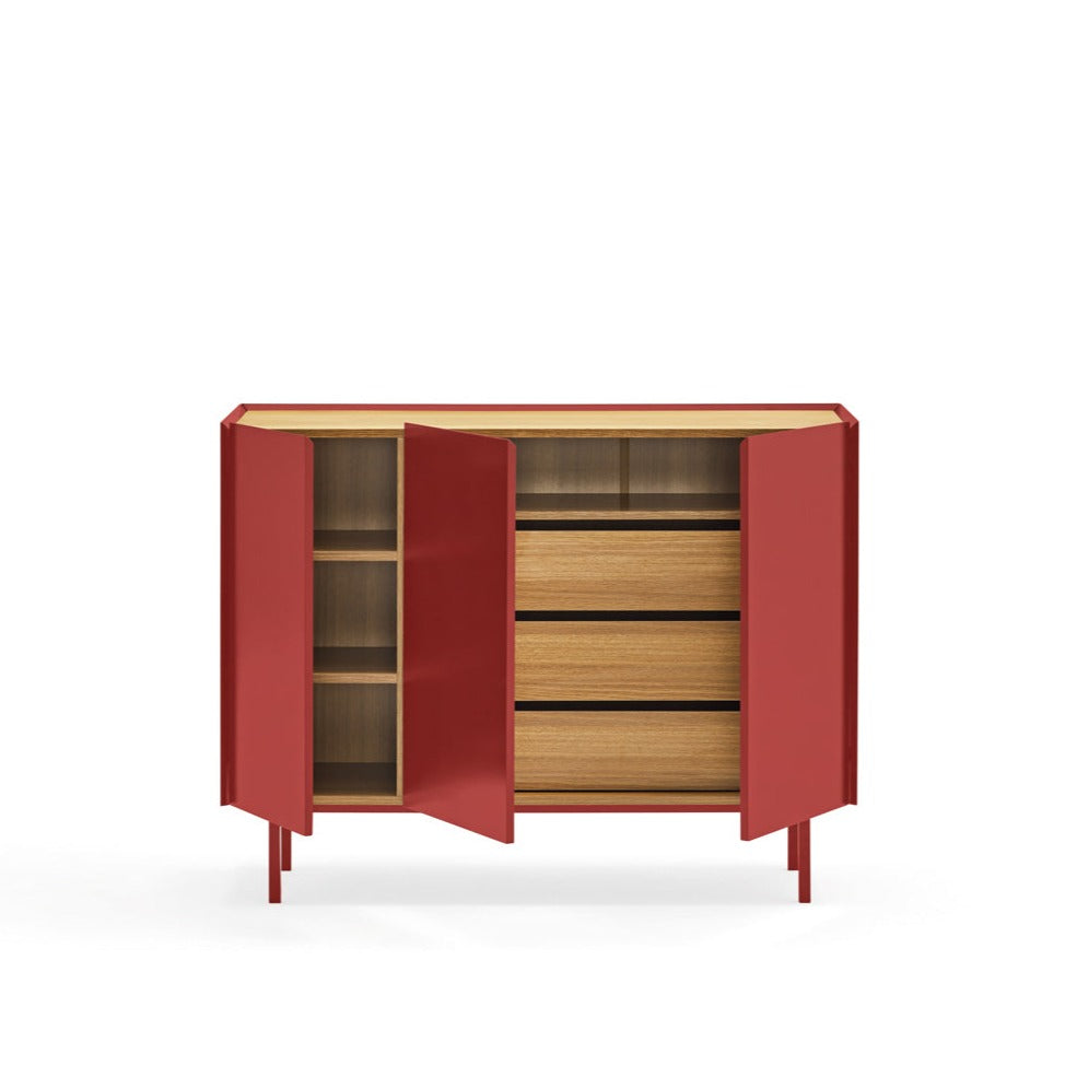 Buffet 3 portes 110x40 cm Arista de Teulat rouge