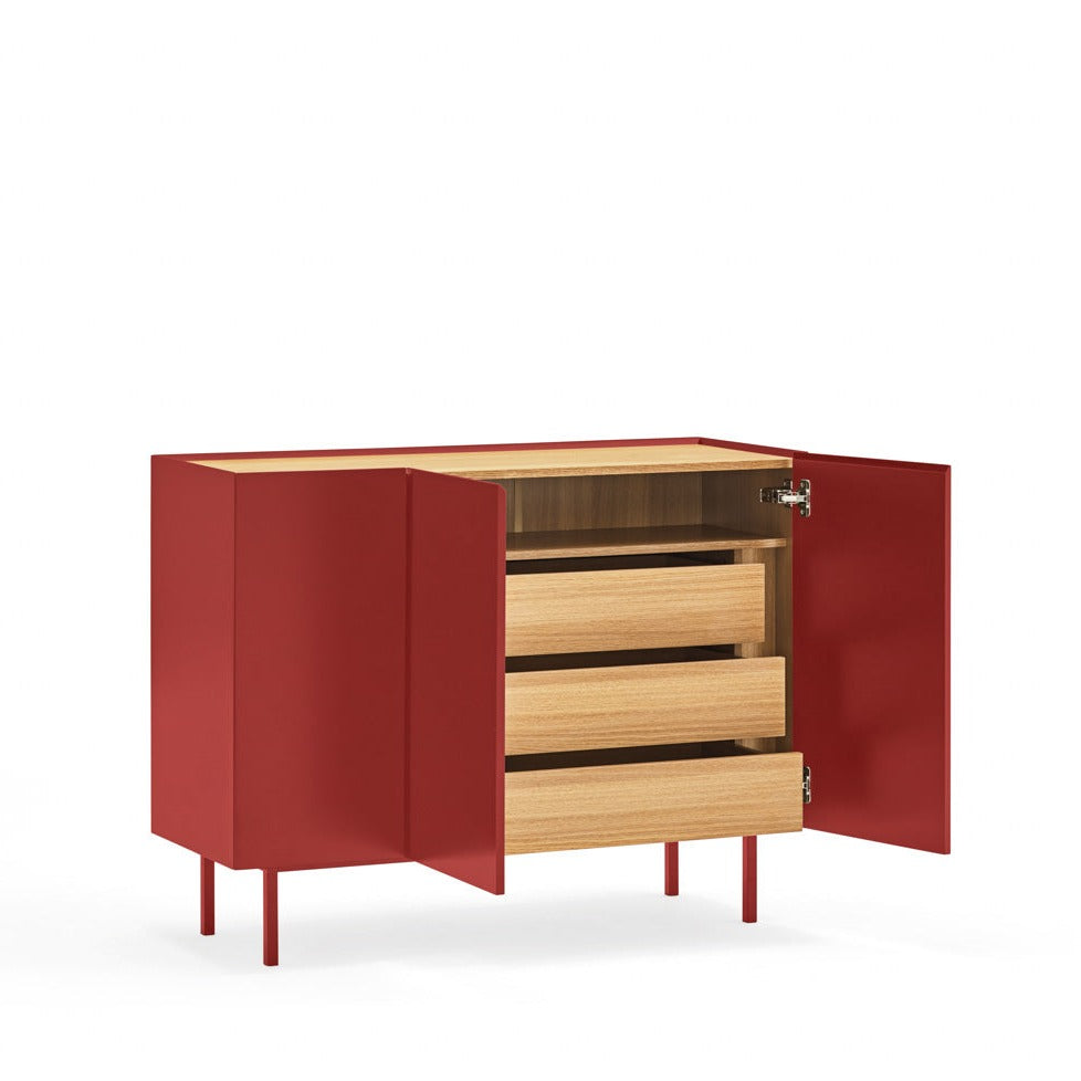 Buffet 3 portes 110x40 cm Arista de Teulat rouge