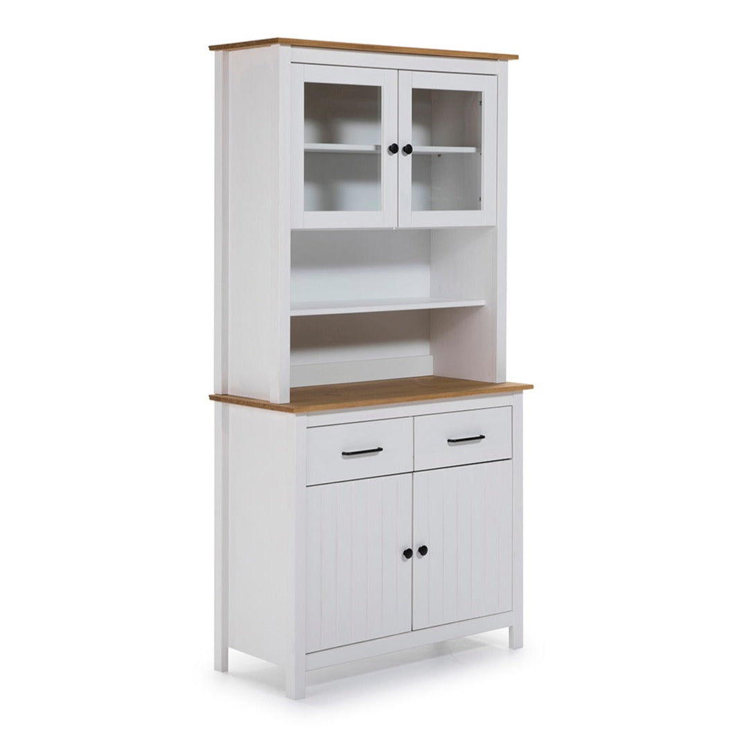 Buffet 4 portes 2 tiroirs en bois 90x180 cm Triversa blanc 