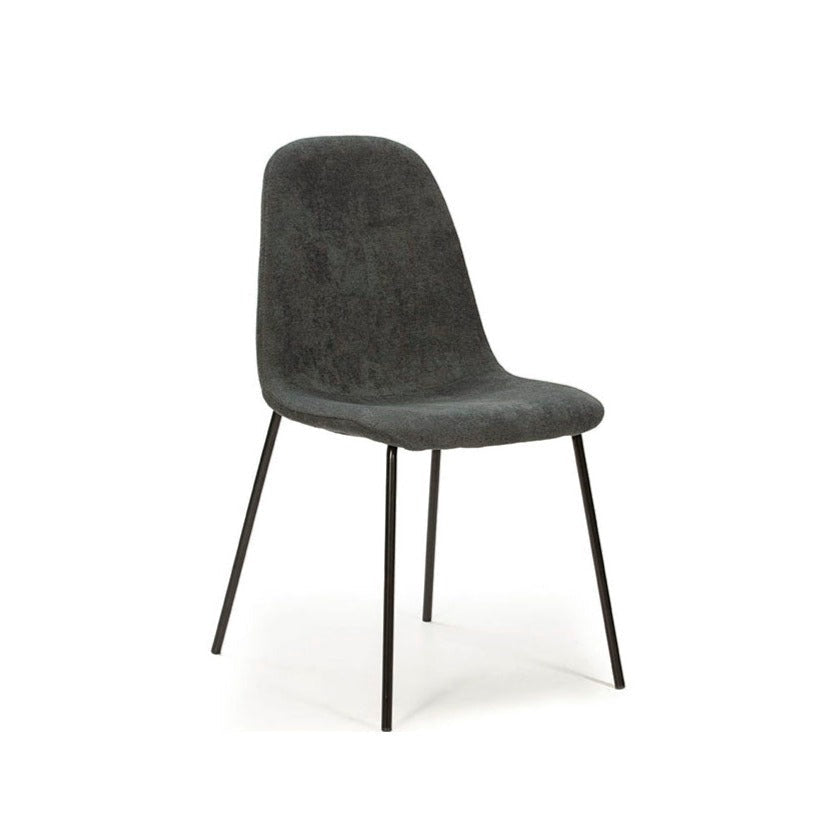 Lot de 4 chaises Tione en tissu gris avec pieds en métal