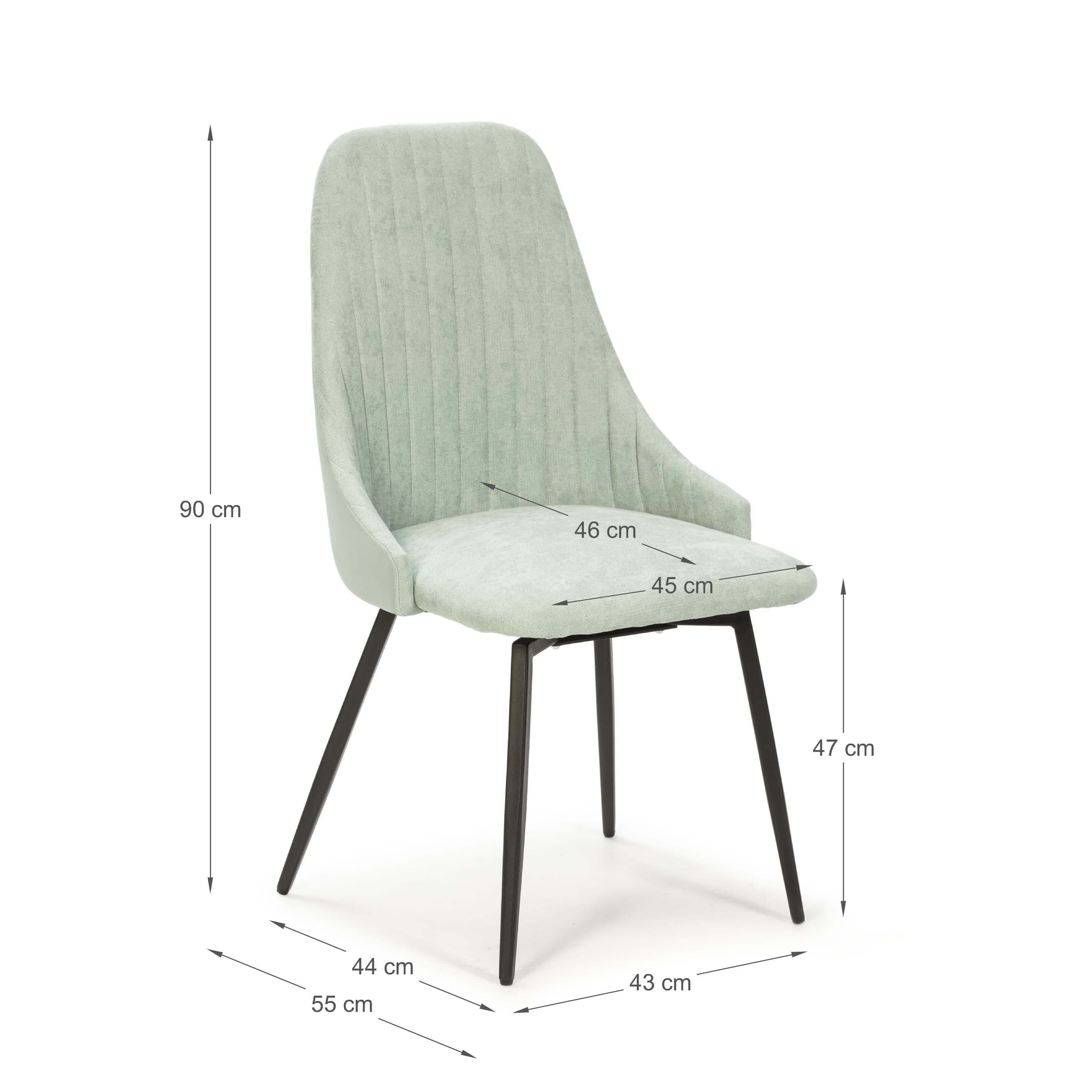 Set di 2 sedie in tessuto con gambe in metallo Elisa 43x44 h90 cm