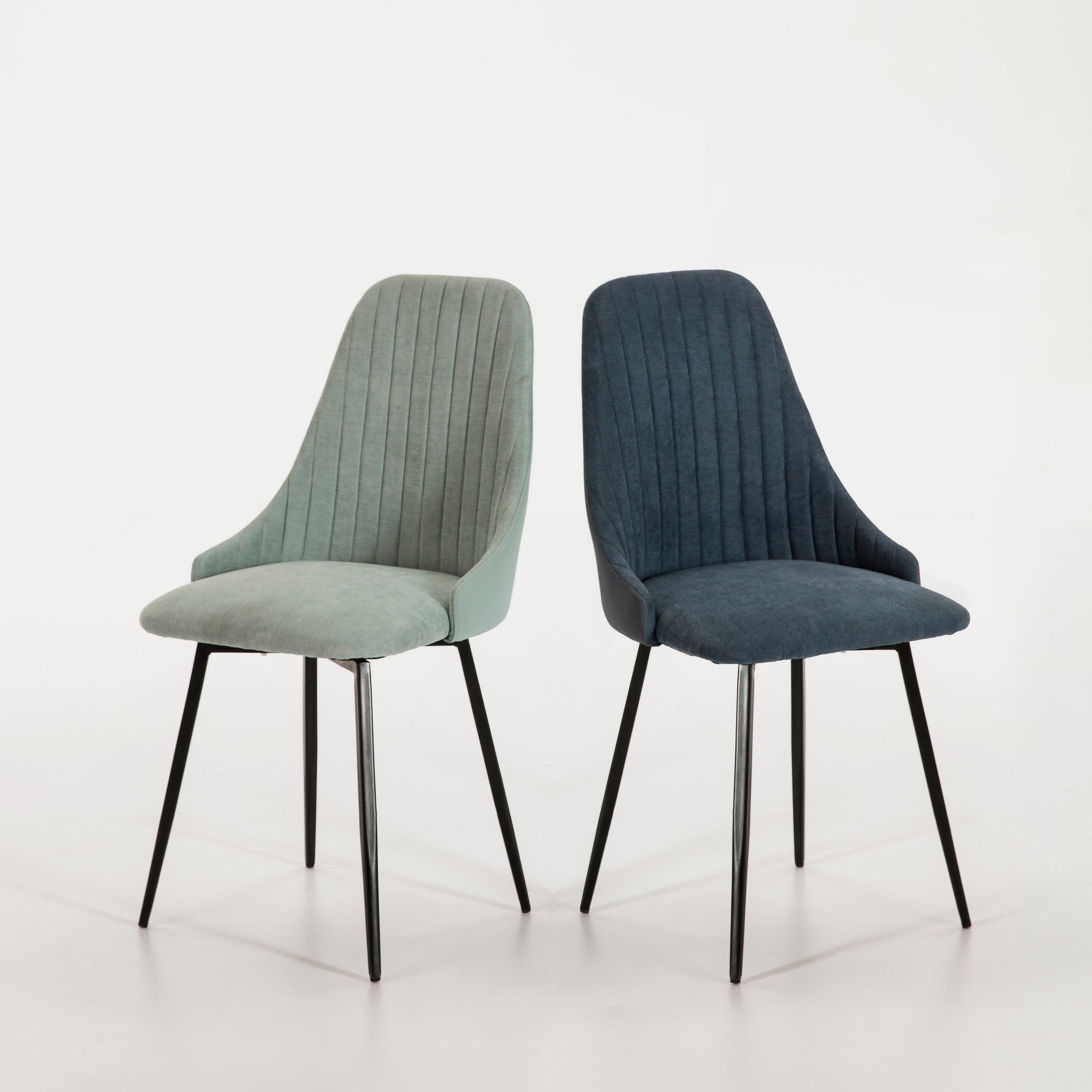 Set di 2 sedie in tessuto con gambe in metallo Elisa 43x44 h90 cm