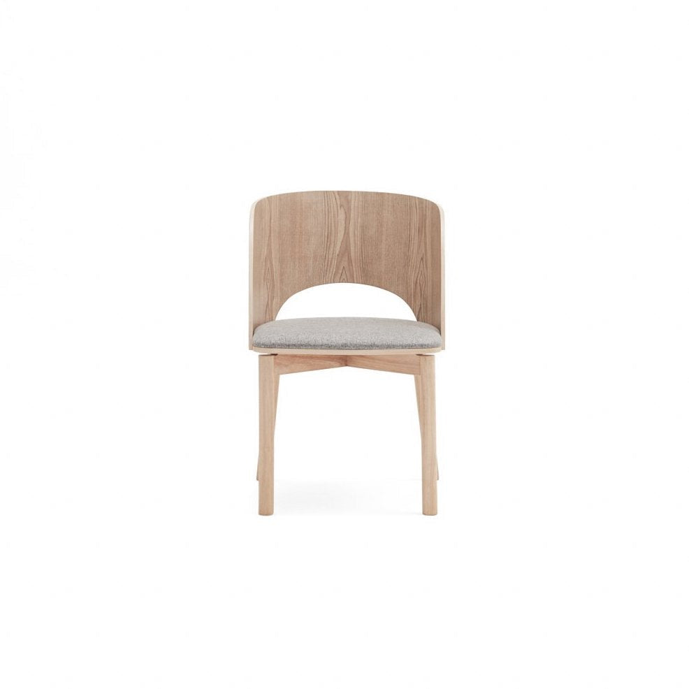 Lot de 2 chaises 50x78 h45 cm Dam en frêne naturel et assise gris clair 