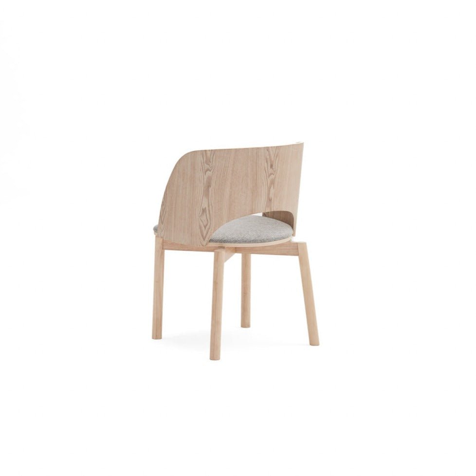Lot de 2 chaises 50x78 h45 cm Dam en frêne naturel et assise gris clair 