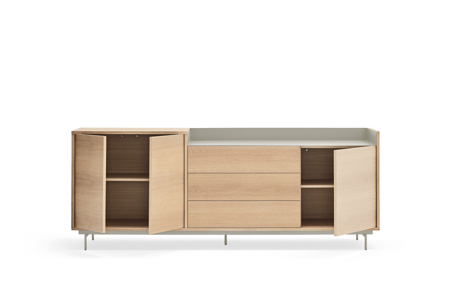 Buffet 3 portes 3 tiroirs 200x45 cm Valley de Teulat  chêne/gris lumineux 