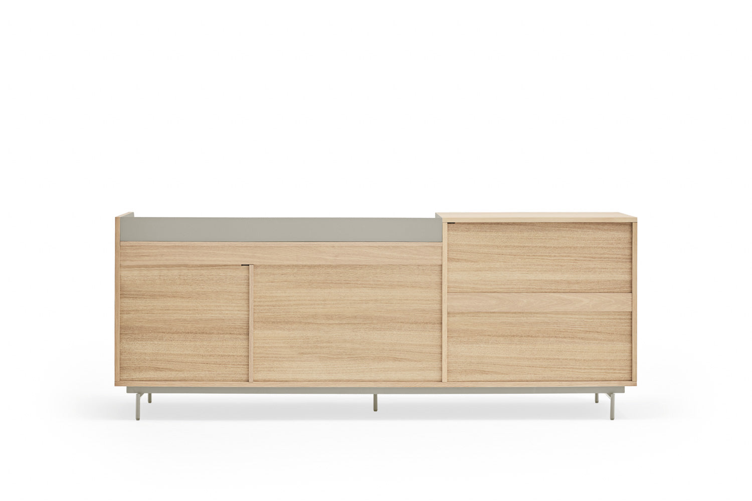 Buffet 3 portes 3 tiroirs 200x45 cm Valley de Teulat  chêne/gris lumineux 