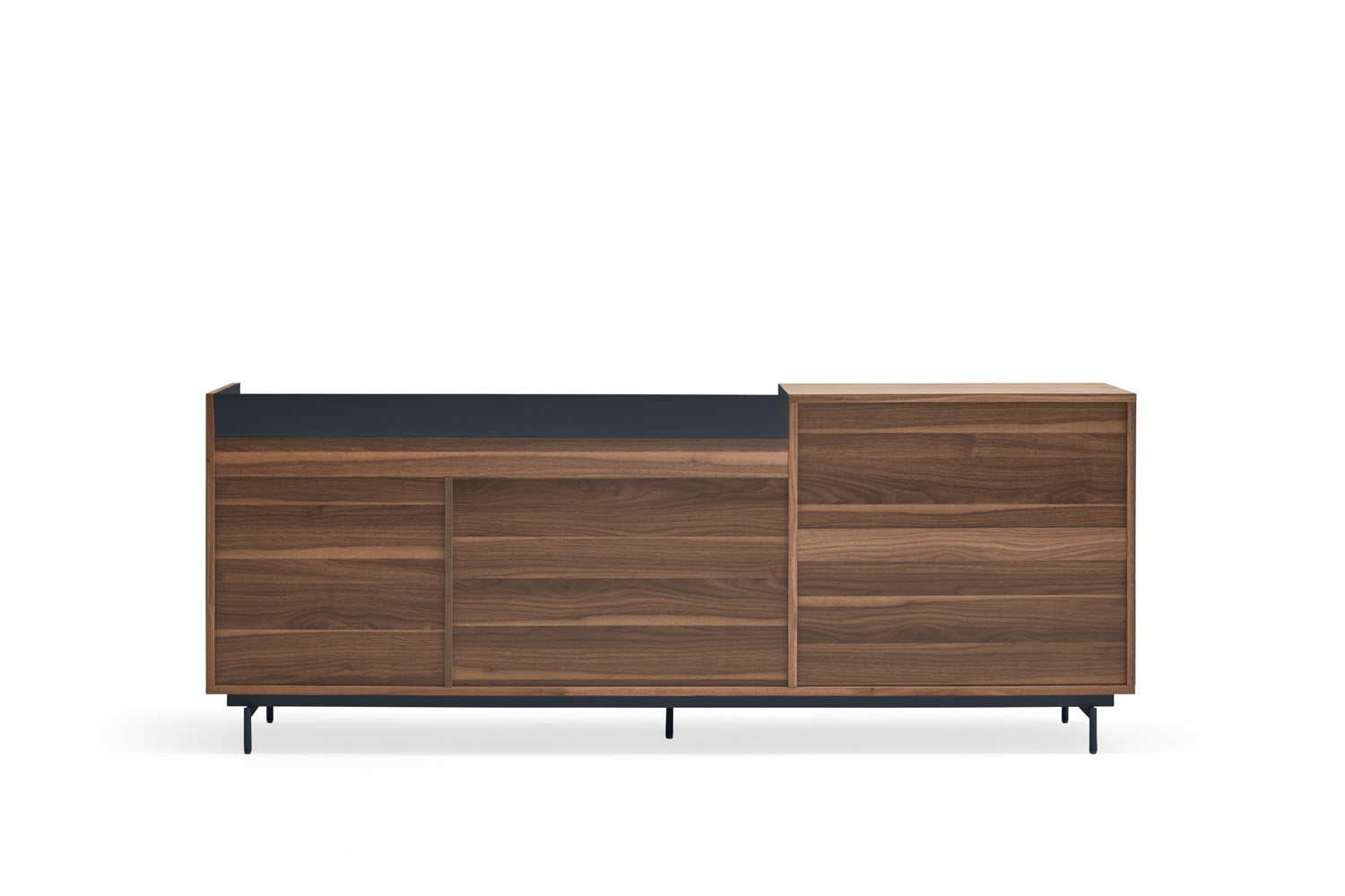 Buffet 3 portes 3 tiroirs 200x45 cm Valley de Teulat noyer/bleu