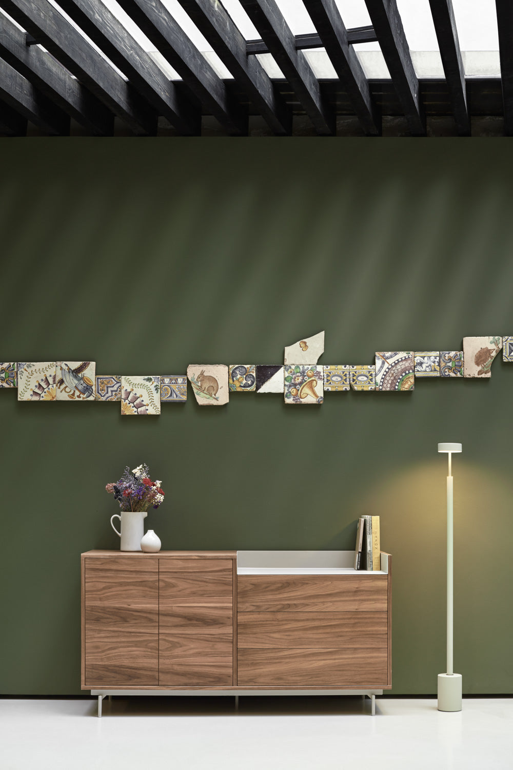 Buffet 3 tiroirs 2 portes 150x45 cm Valley de Teulat noyer/gris clair