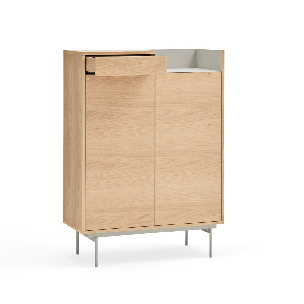 Buffet 2 portes 92x130 cm chêne/gris clair Valley de Teulat 