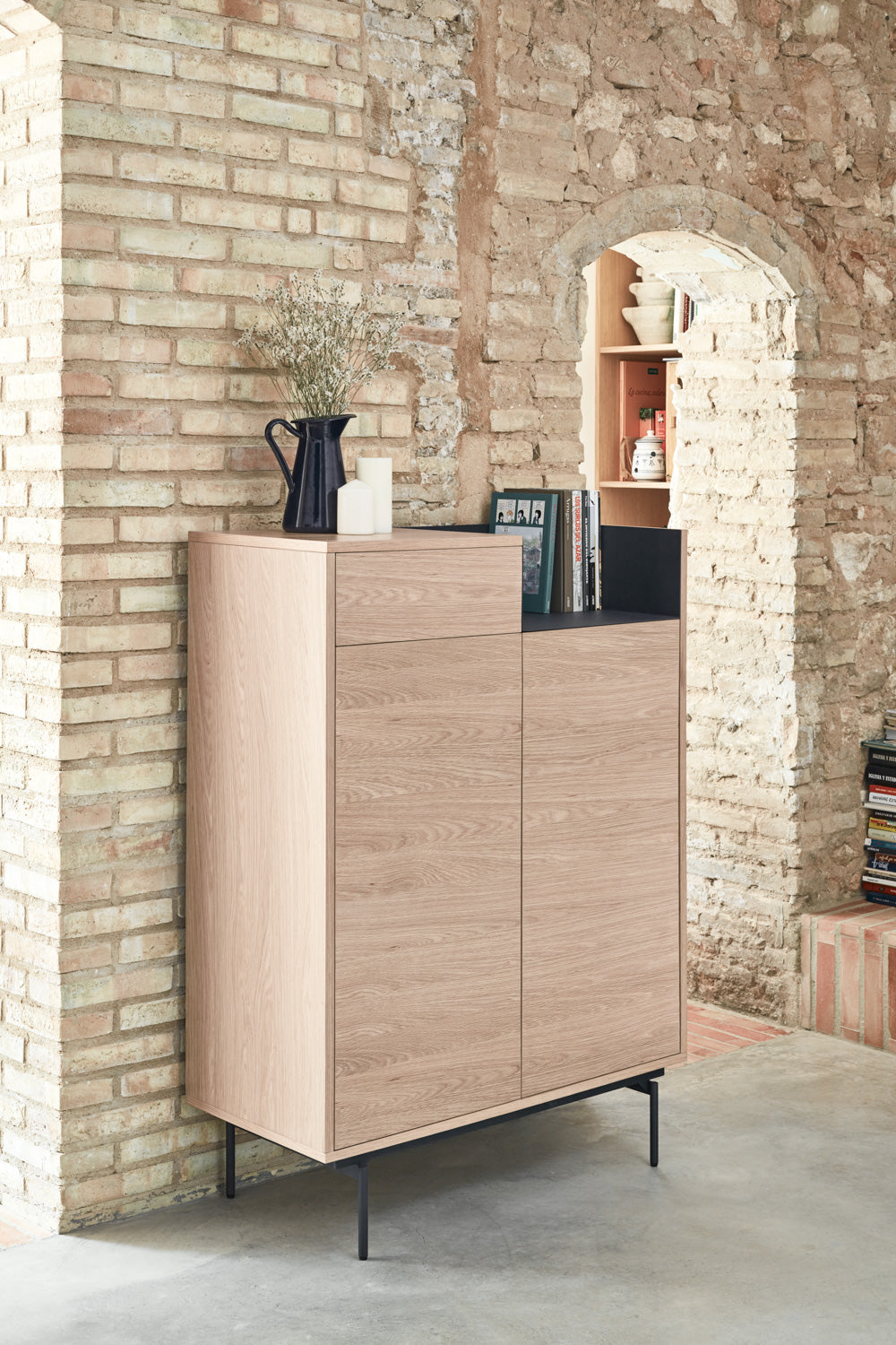 Buffet 2 portes 92x130 cm Valley de Teulat chêne/bleu