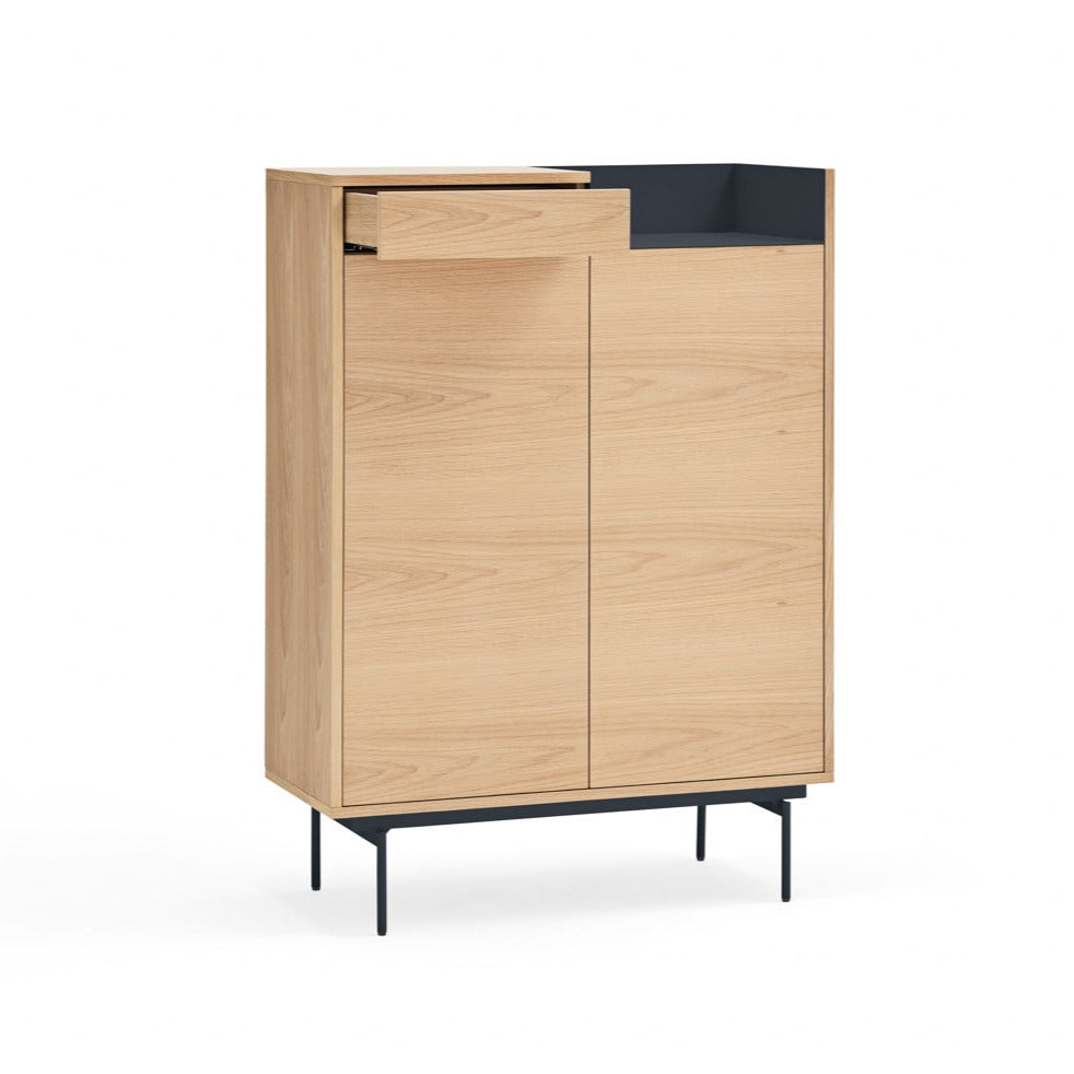 Buffet 2 portes 92x130 cm Valley de Teulat chêne/bleu